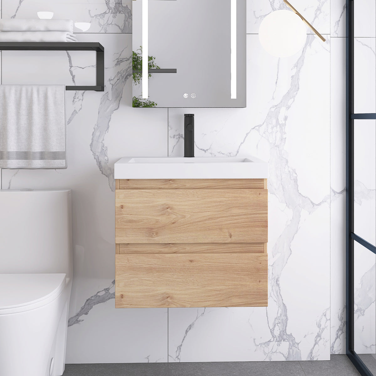 マリーニモンティーニ   『bath room』 JimsMaison 48 in. Single Sink Wall-Mounted Stone Grey