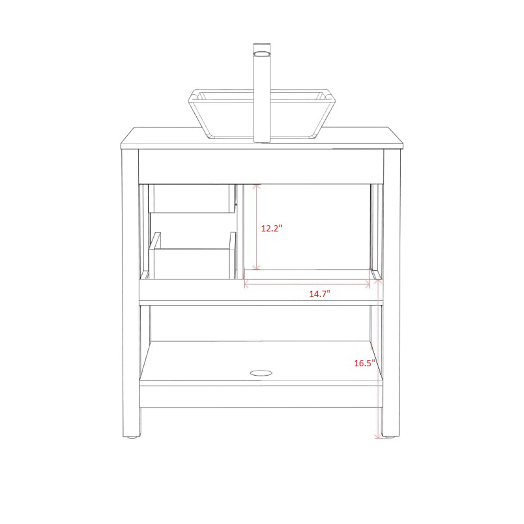 30 Inch MDF Freestanding Bathroom Vanity Set in Gray with Wood Top and Ceramic Sink and Faucet