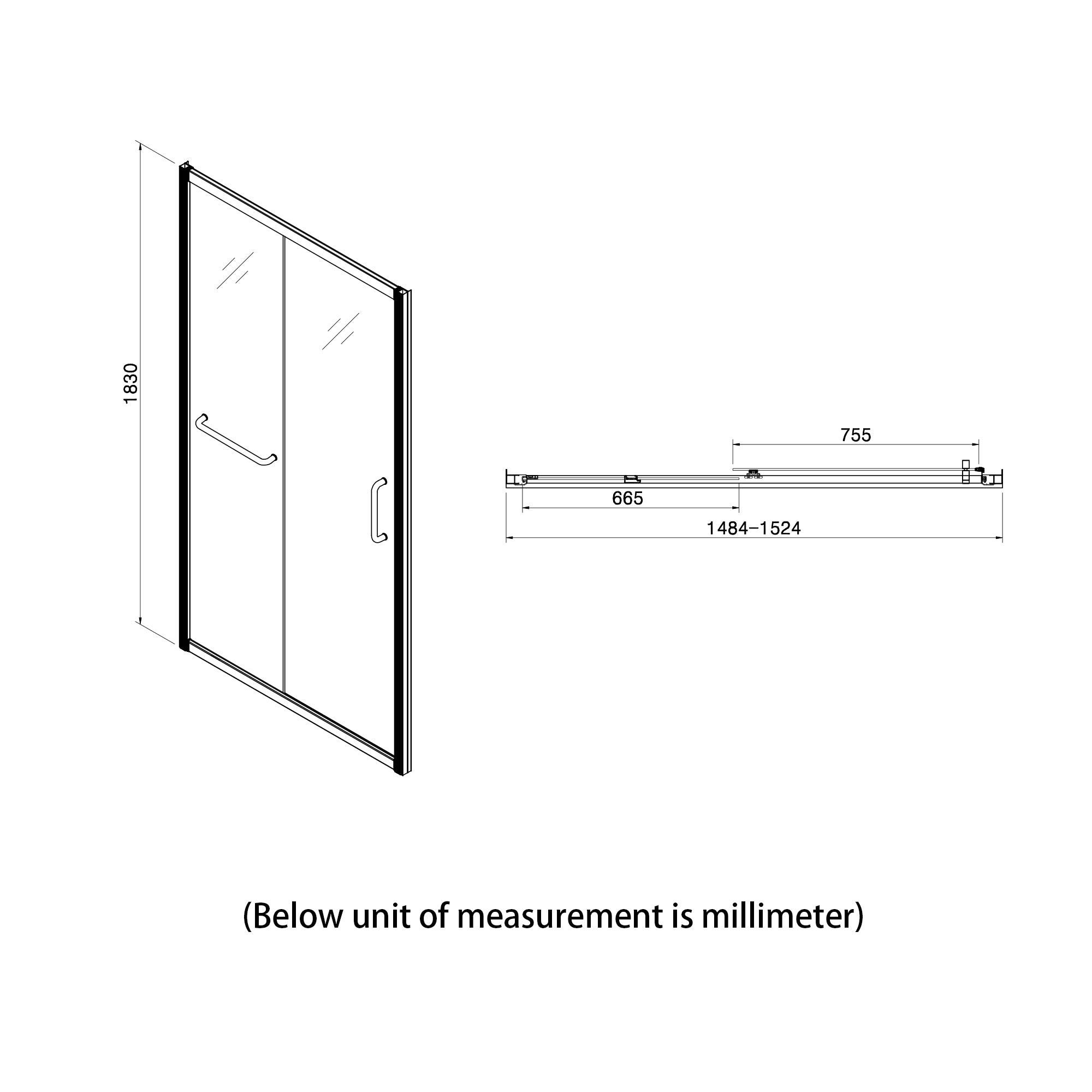 48 in. W x 76 in. H Semi-Frameless Shower Doors Double Sliding