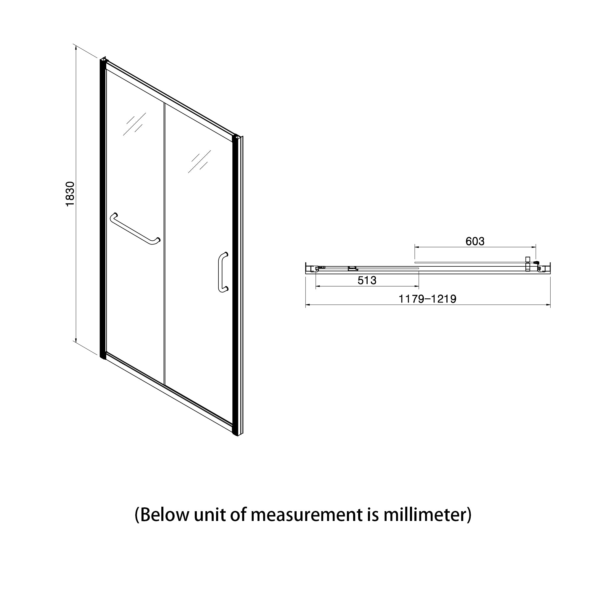 48 in. W x 76 in. H Semi-Frameless Shower Doors Double Sliding