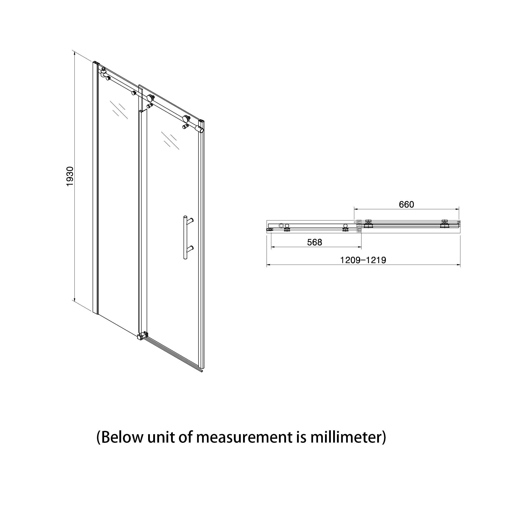 48 in. W x 72 in. H Semi-Frameless Shower Door Single Sliding