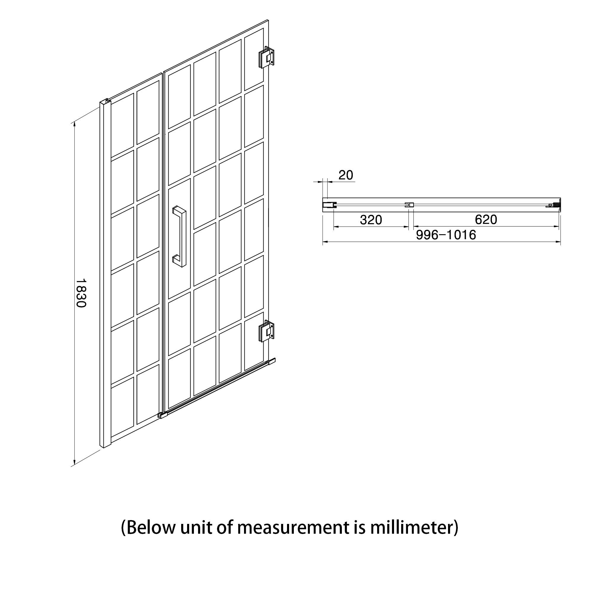 48 in. W x 72 in. H Semi-Frameless Shower Door Single Sliding