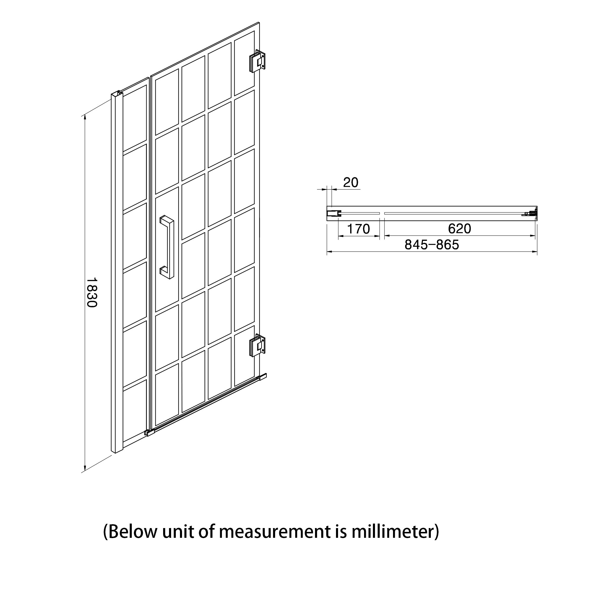 48 in. W x 72 in. H Semi-Frameless Shower Door Single Sliding