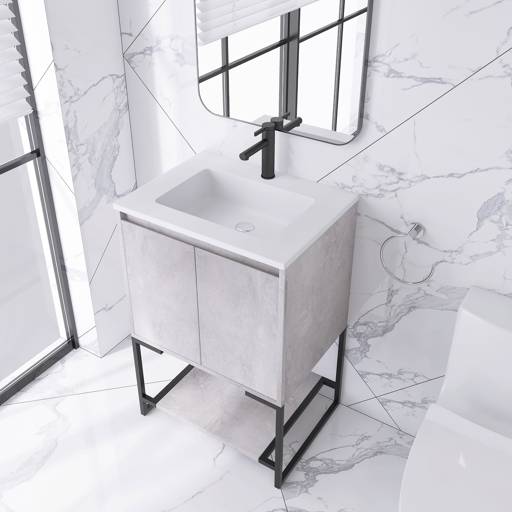 24 in. Freestanding Bathroom Vanity Set with Integrated Sink