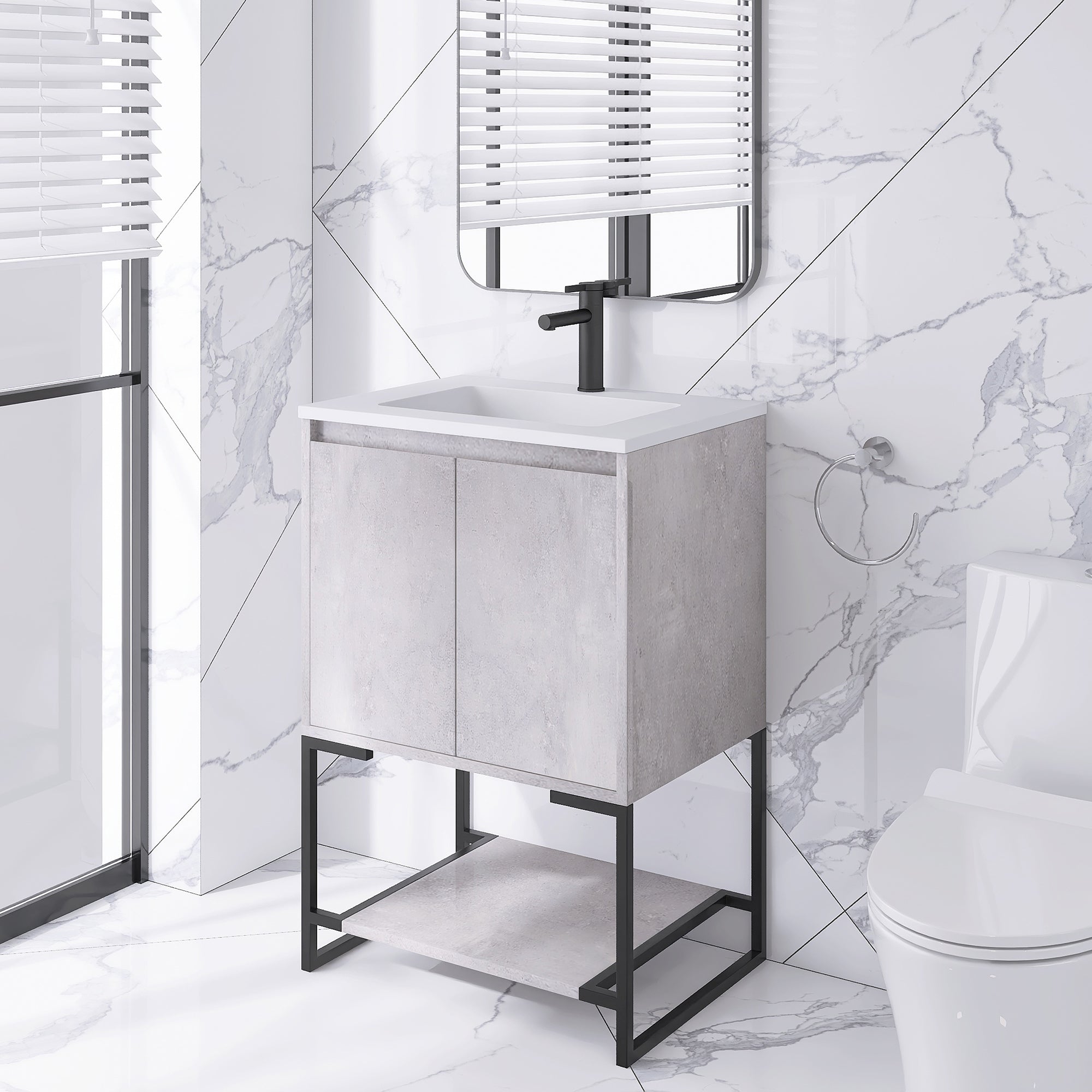 24 in. Freestanding Bathroom Vanity Set with Integrated Sink