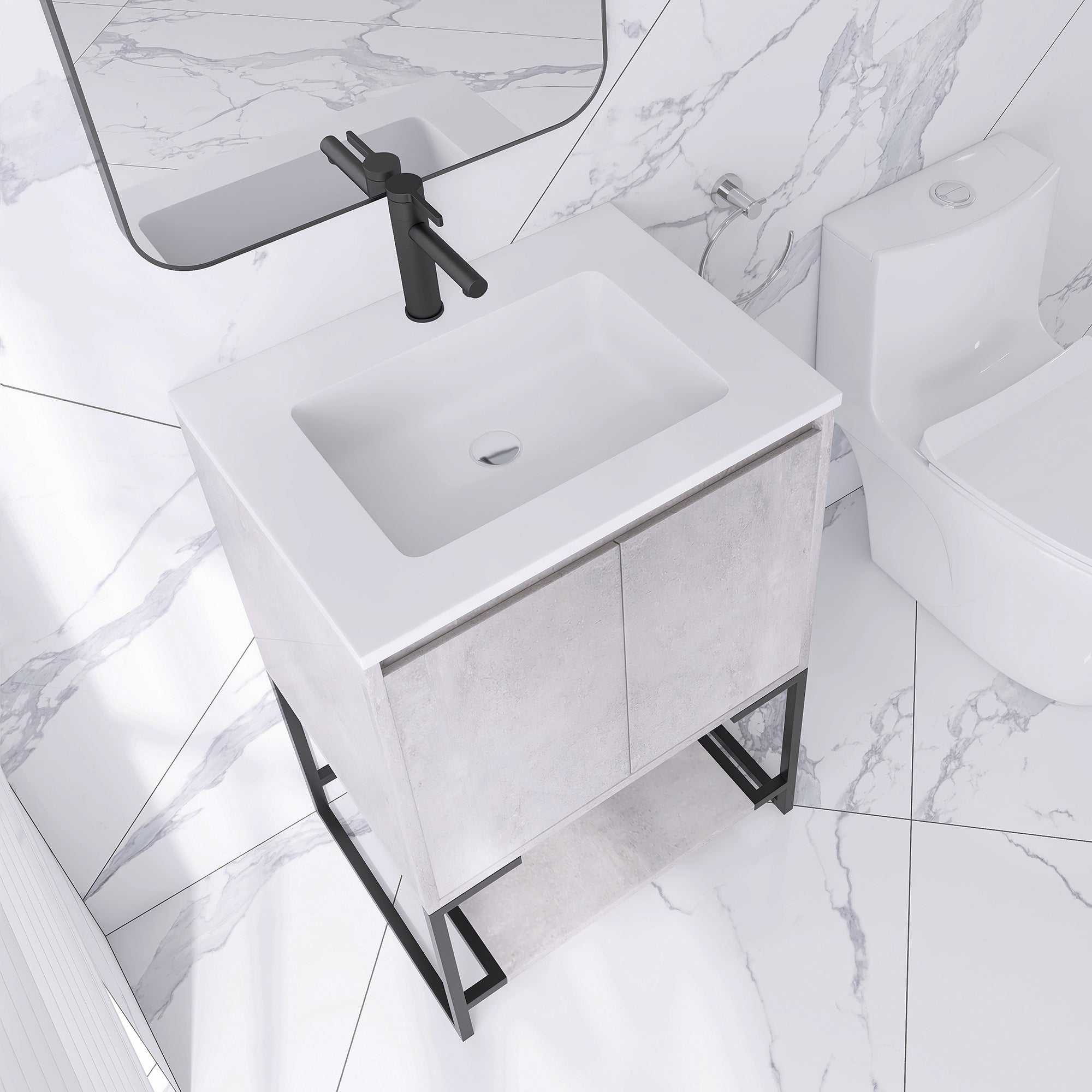 24 in. Freestanding Bathroom Vanity Set with Integrated Sink