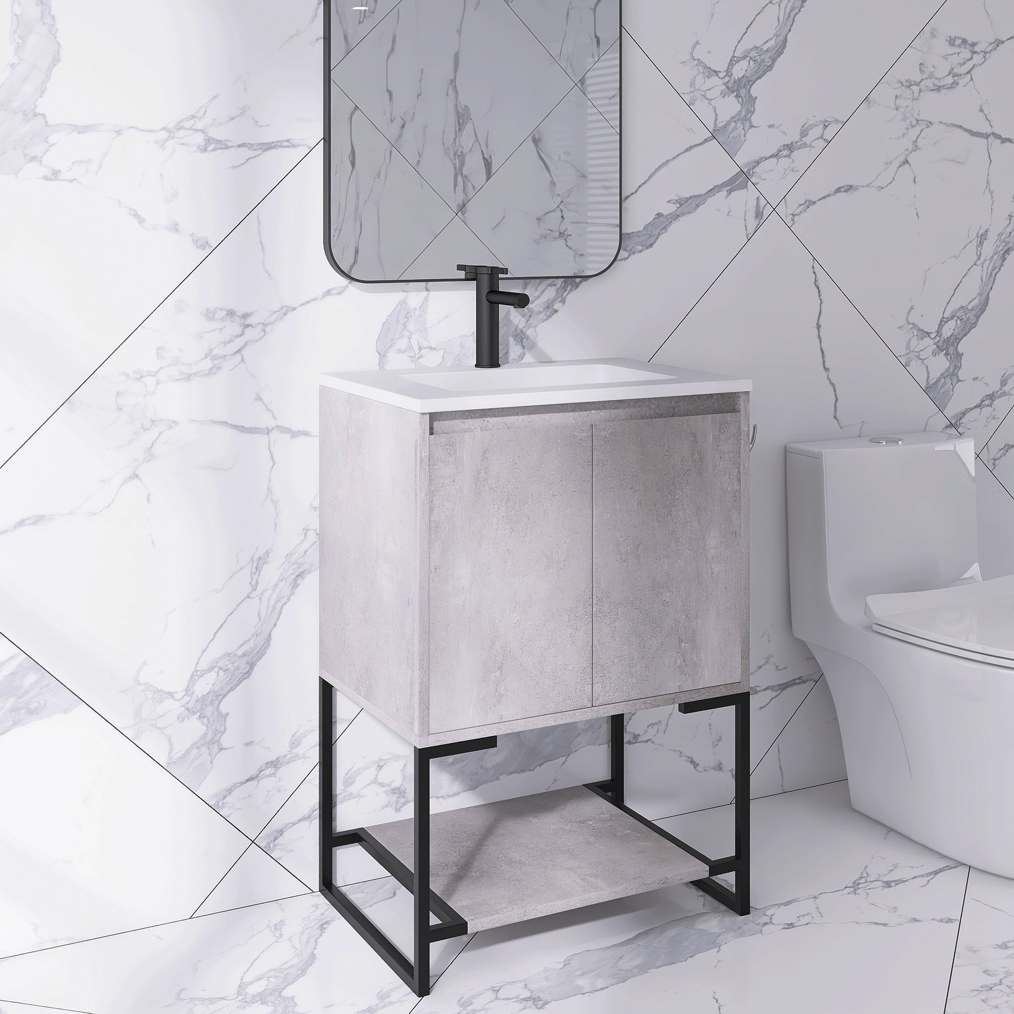 24 in. Freestanding Bathroom Vanity Set with Integrated Sink