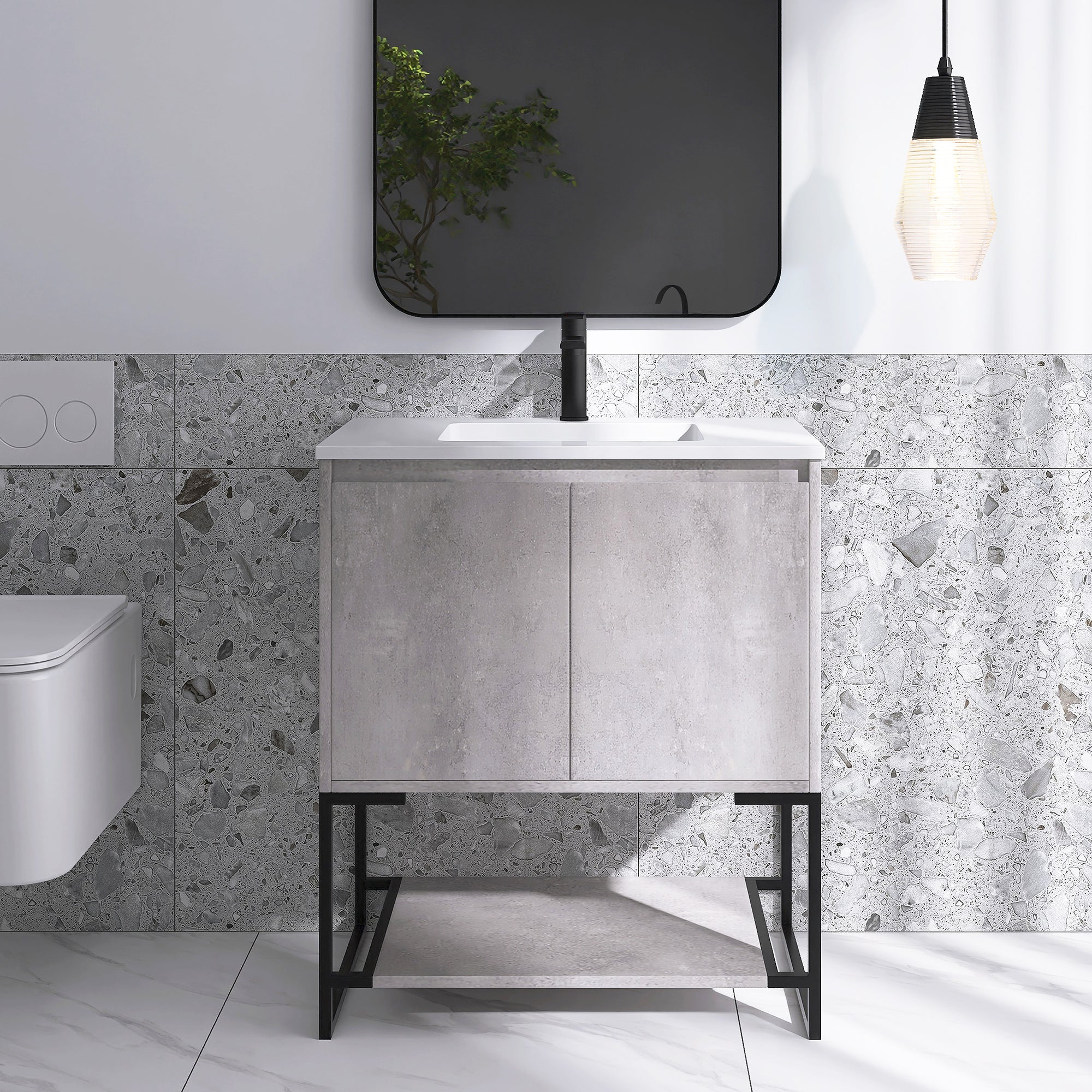 30 in. CG-W Freestanding Bathroom Vanity Set with Integrated Sink