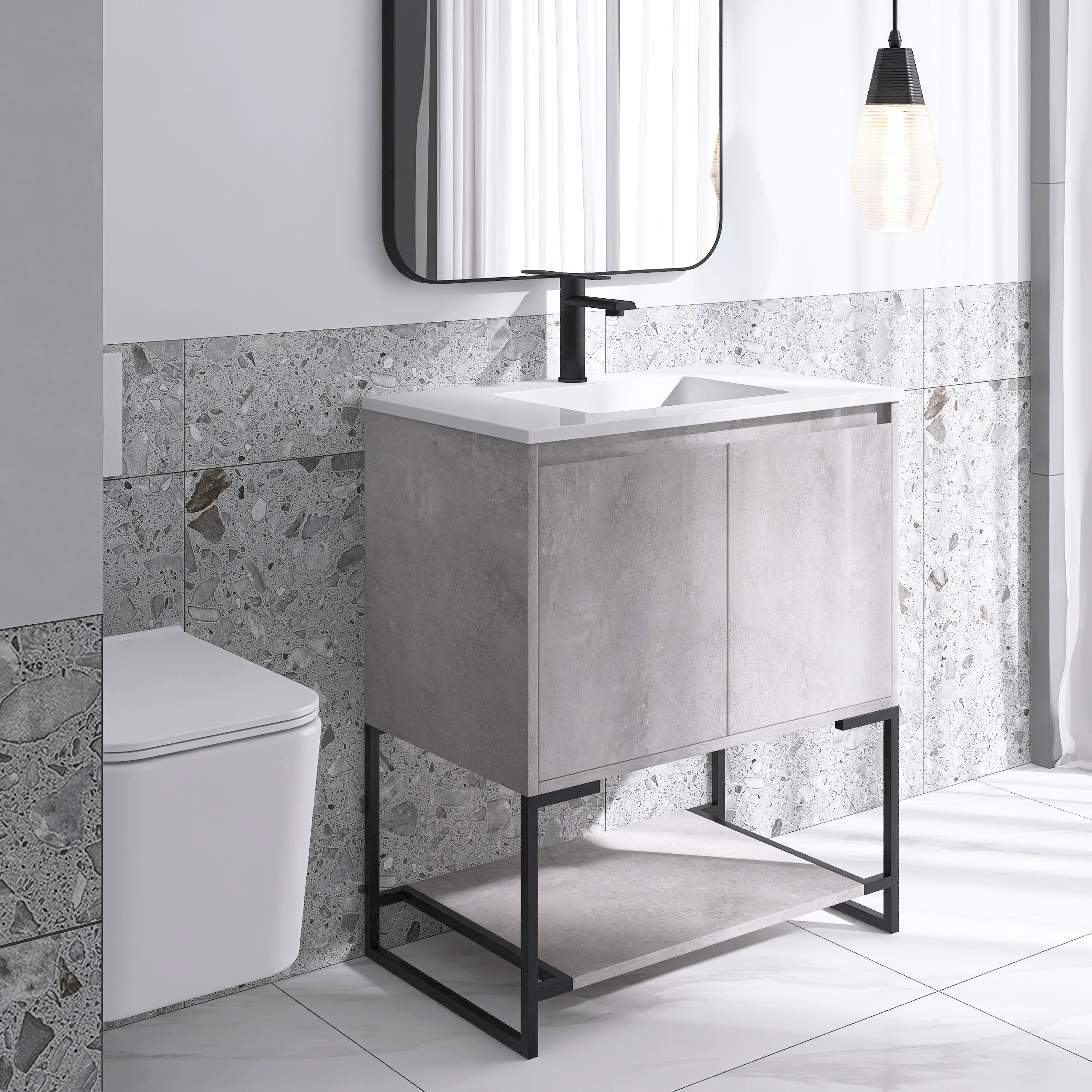 30 in. CG-W Freestanding Bathroom Vanity Set with Integrated Sink