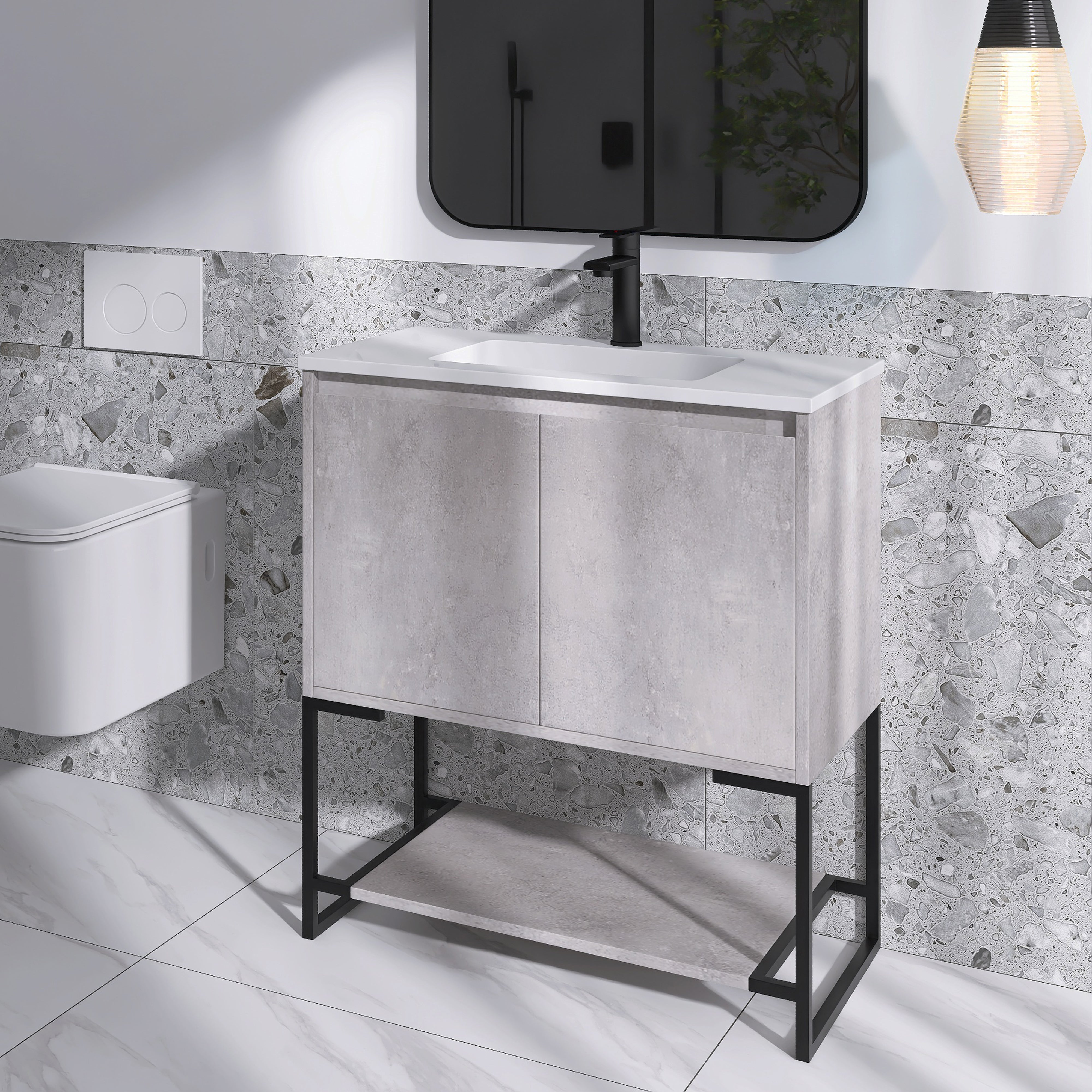 30 in. CG-W Freestanding Bathroom Vanity Set with Integrated Sink