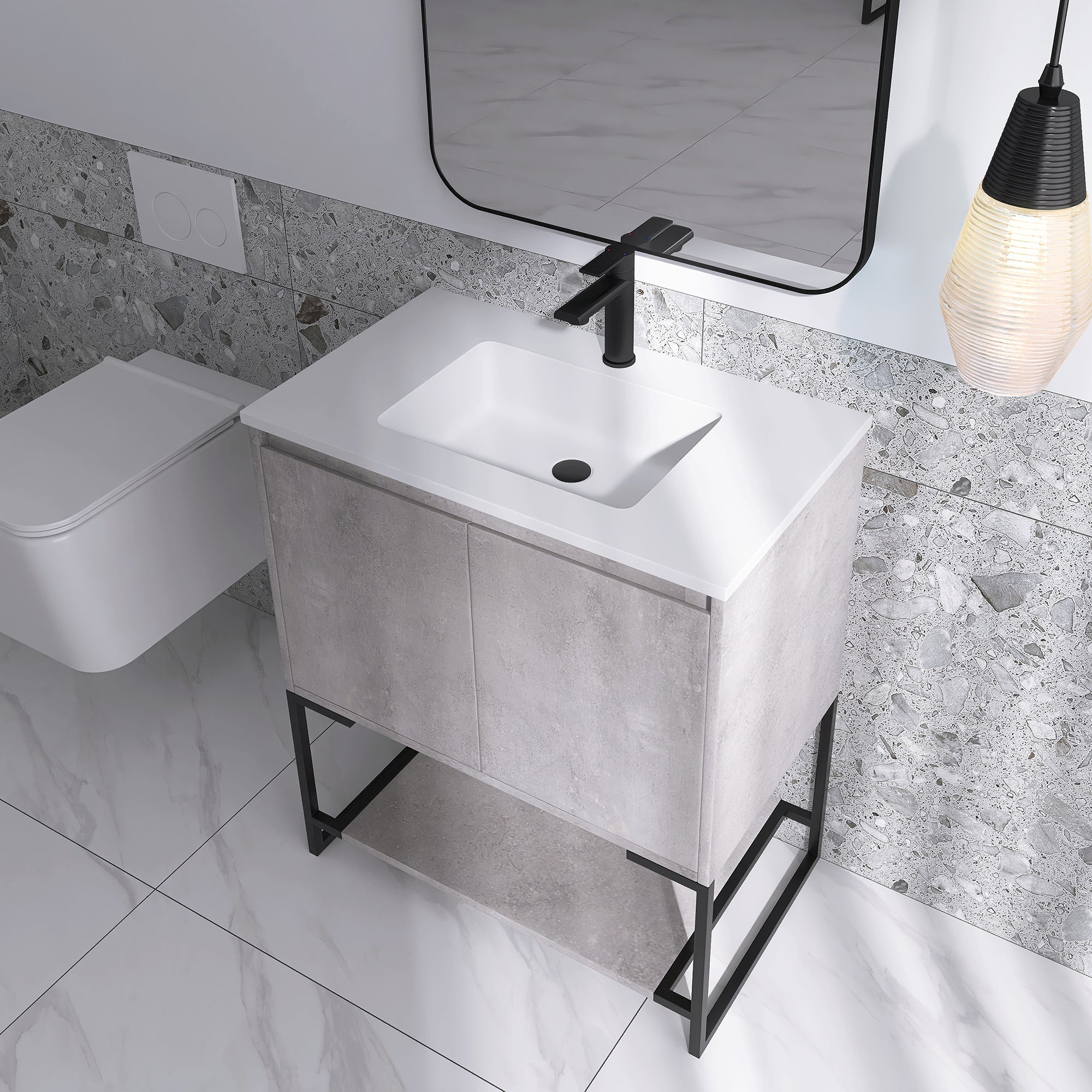 30 in. CG-W Freestanding Bathroom Vanity Set with Integrated Sink