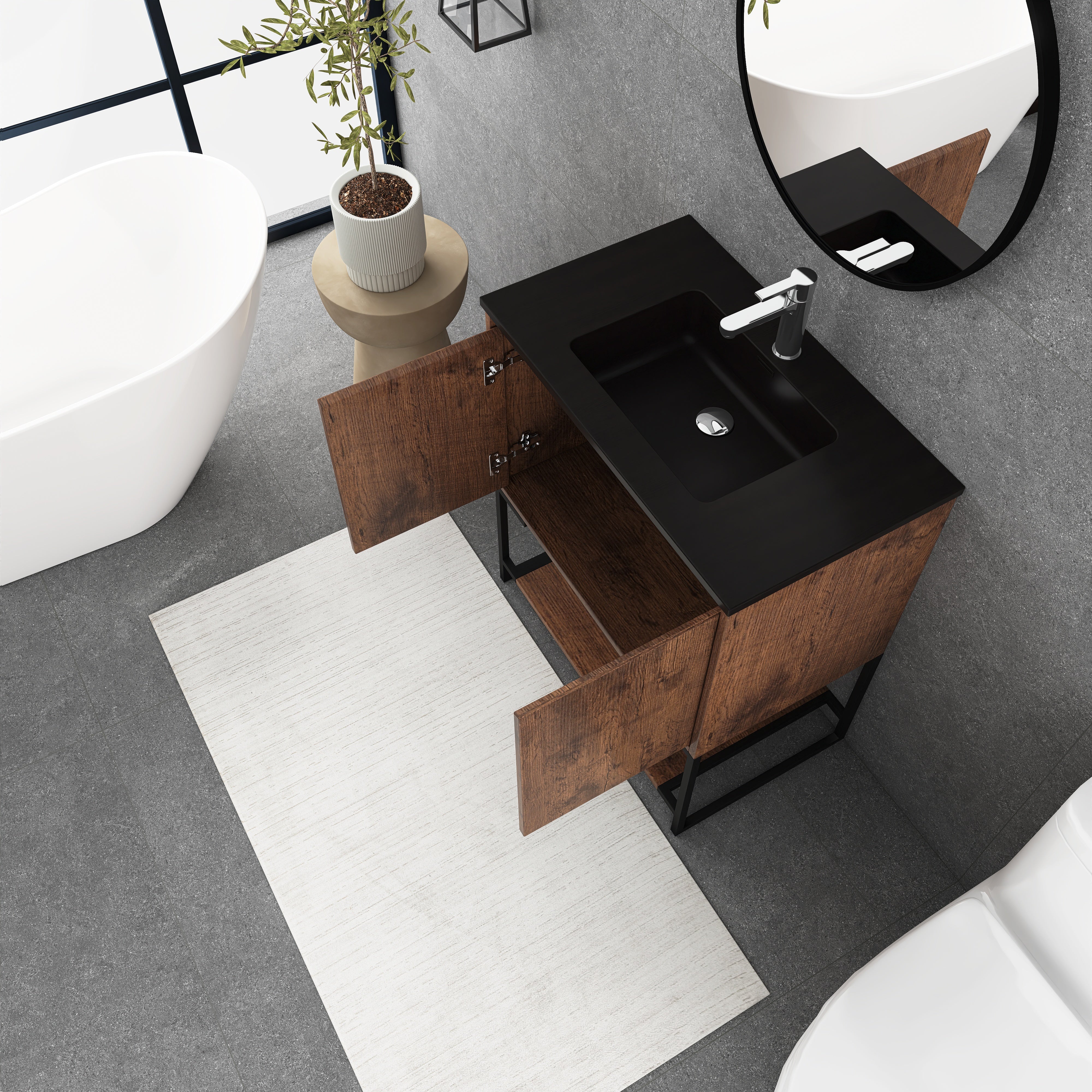 30 in. RW-B Freestanding Bathroom Vanity Set with Integrated Sink