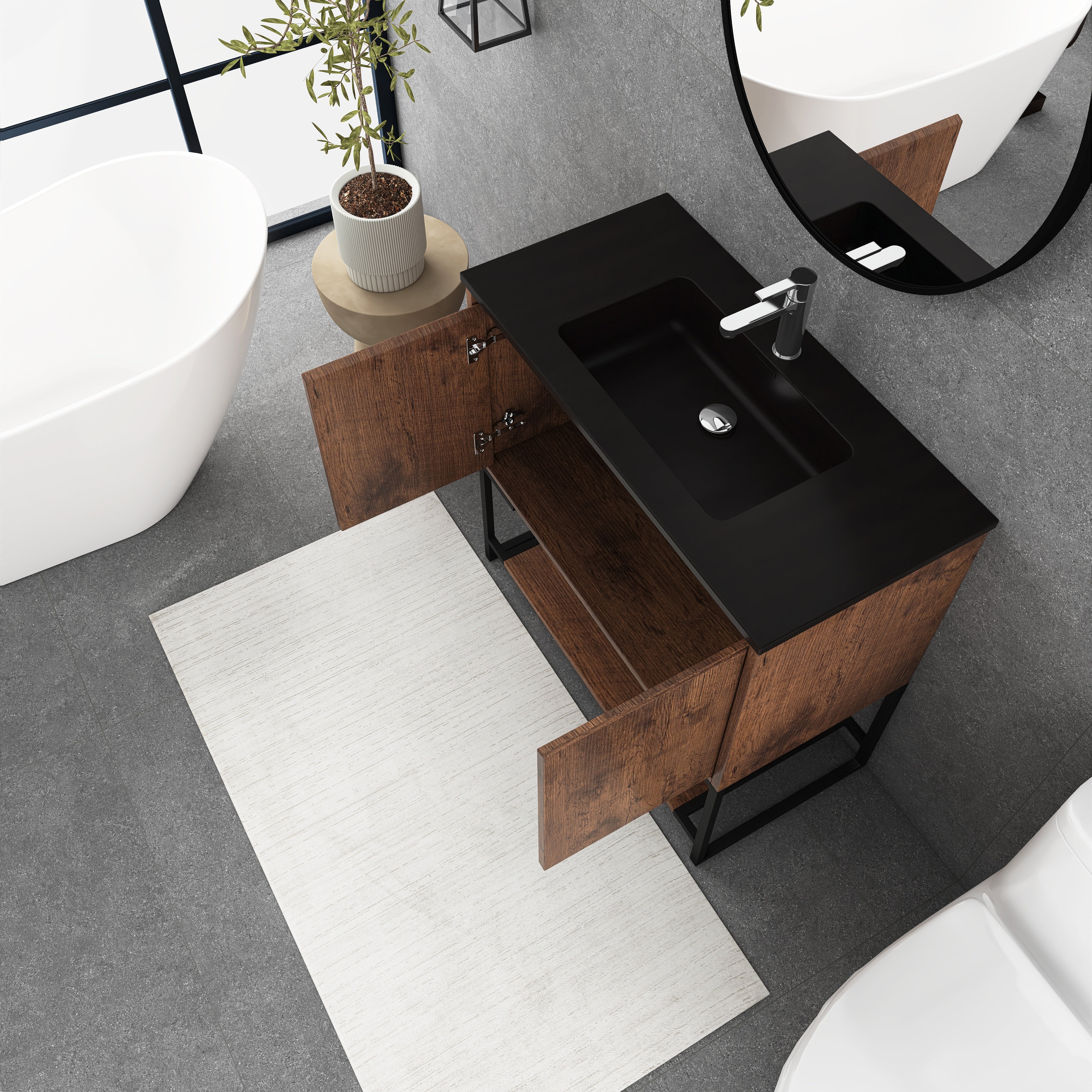 36 in. RW-B Freestanding Bathroom Vanity Set with Integrated Sink