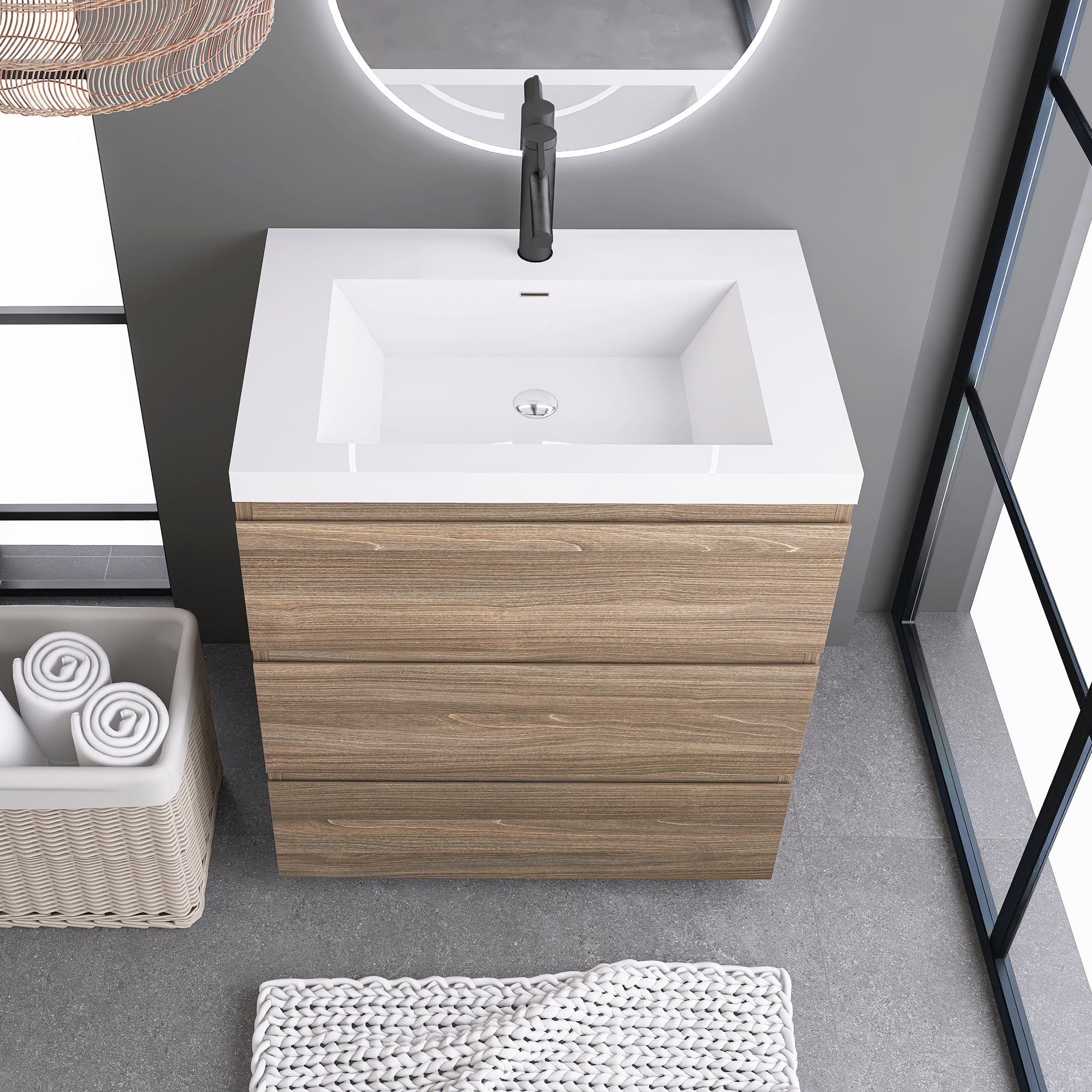 30 in. Freestanding Bath Vanity with White Cultured Marble Top