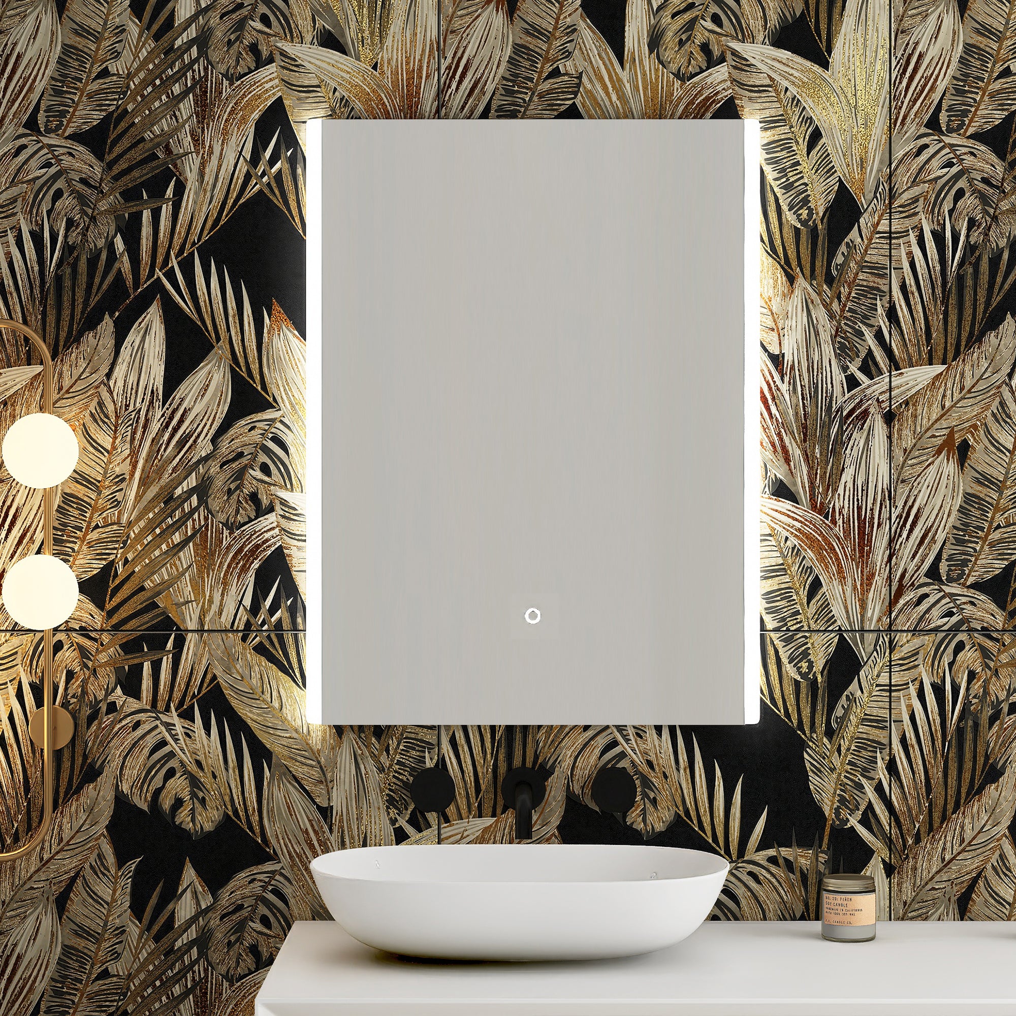 3224 Rectangular Frameless Dimmable Wall Mounted LED Bathroom Vanity Mirror with Defogger and Bluetooth Music Speaker