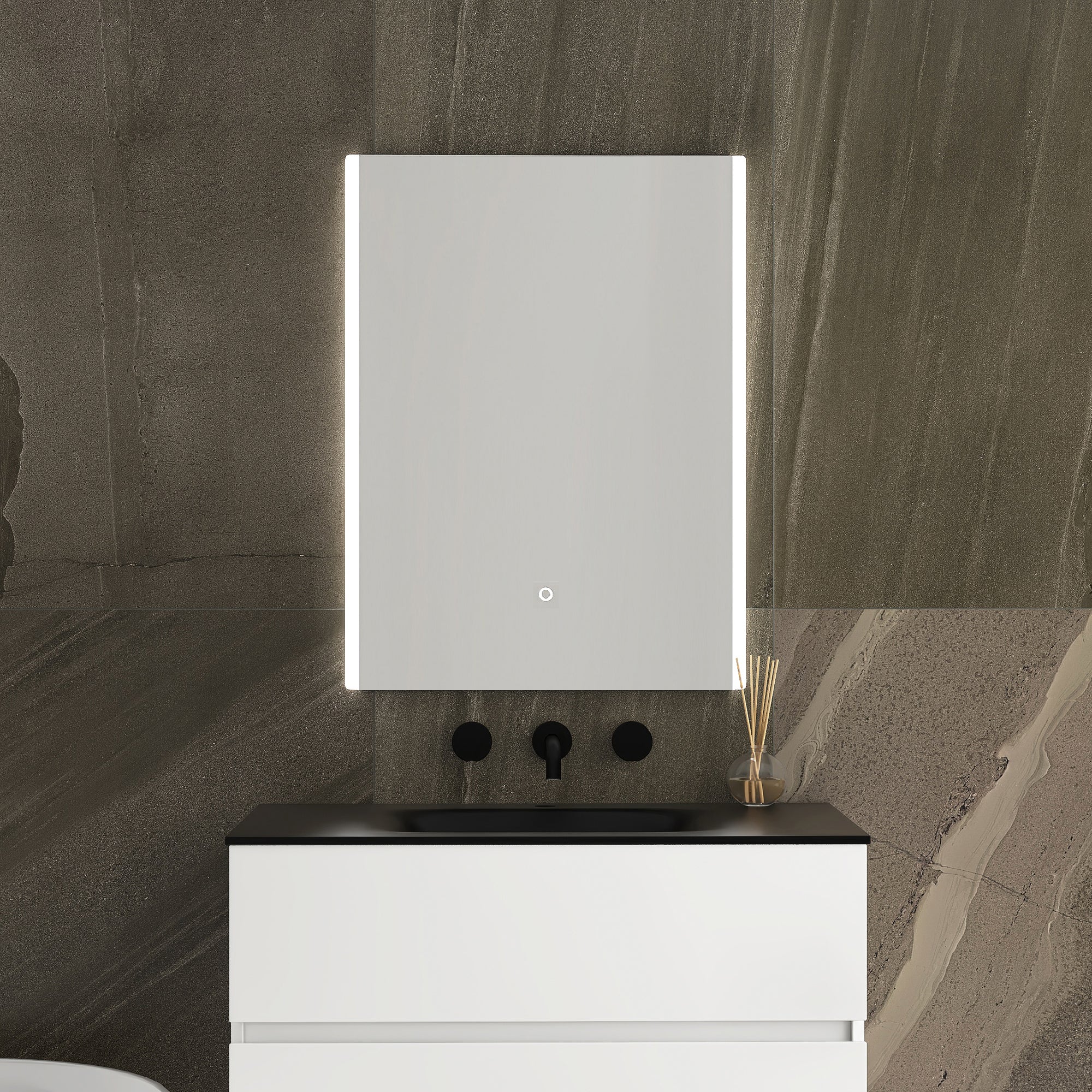 3224 Rectangular Frameless Dimmable Wall Mounted LED Bathroom Vanity Mirror with Defogger and Bluetooth Music Speaker