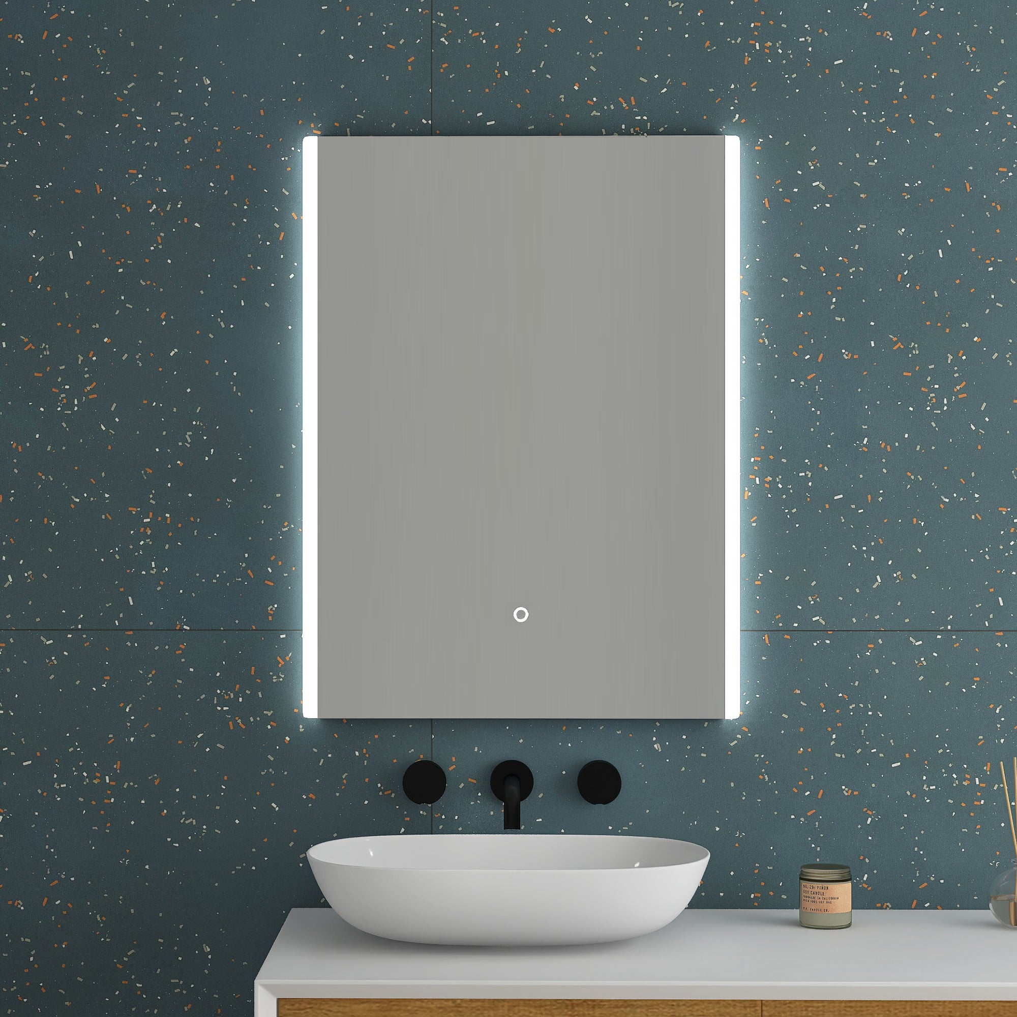 3224 Rectangular Frameless Dimmable Wall Mounted LED Bathroom Vanity Mirror with Defogger and Bluetooth Music Speaker