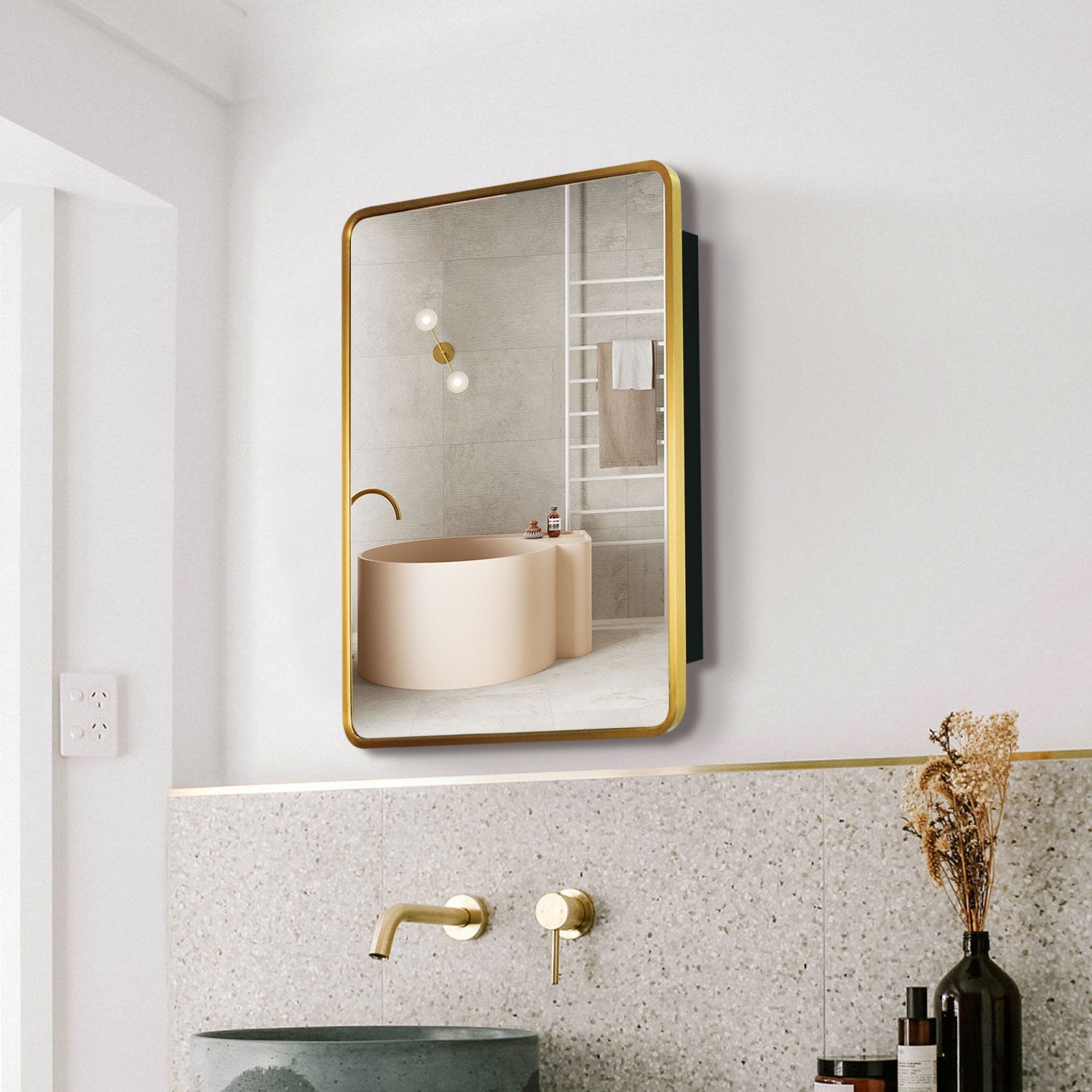2028 Iron Surface/Recessed Mount Medicine Cabinet with Adjustable Shelves