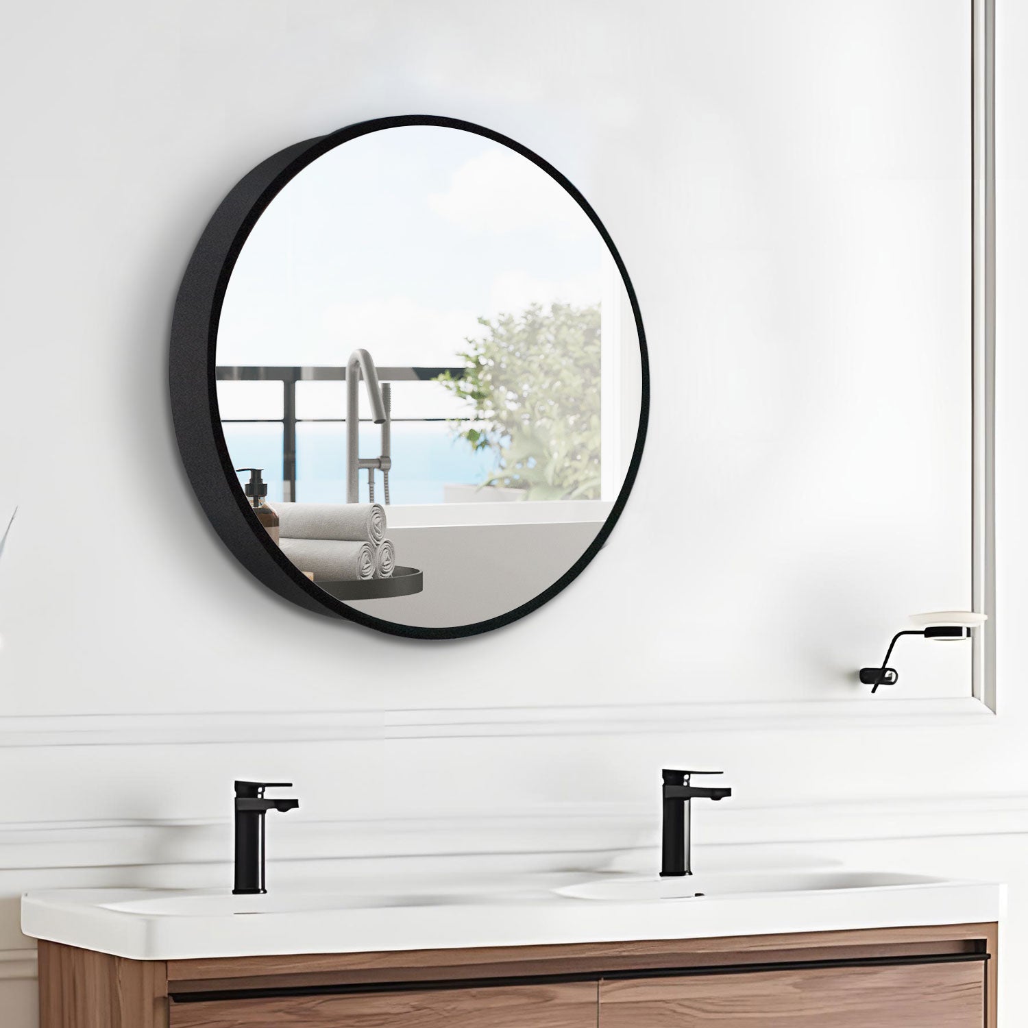2424 Round Surface Mount Medicine Cabinet with Mirror and Shelves