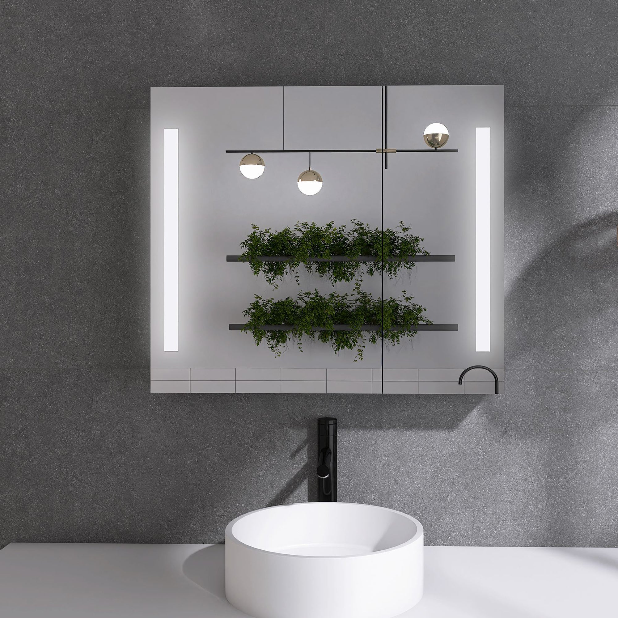 3026 Rectangular Frameless Surface Mount Medicine Cabinet with Shelves and LED Lights