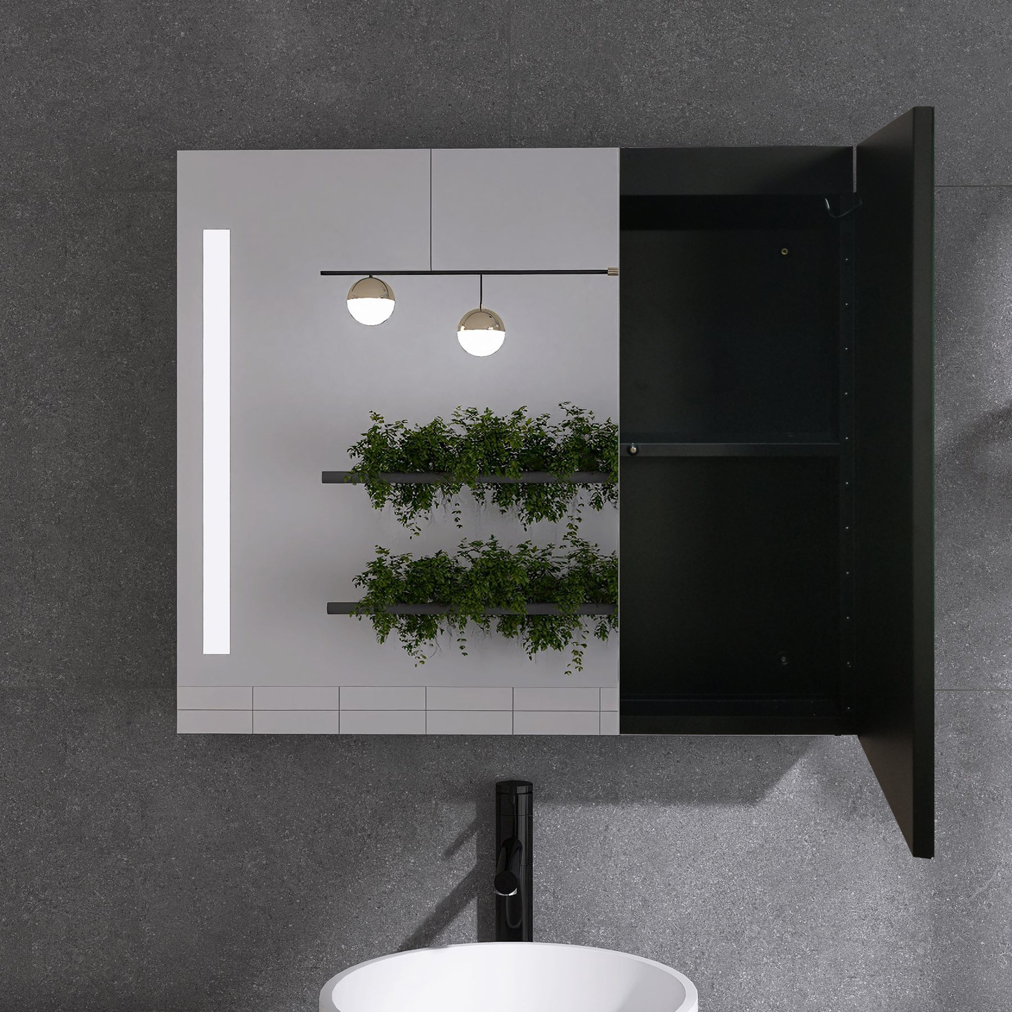 3026 Rectangular Frameless Surface Mount Medicine Cabinet with Shelves and LED Lights