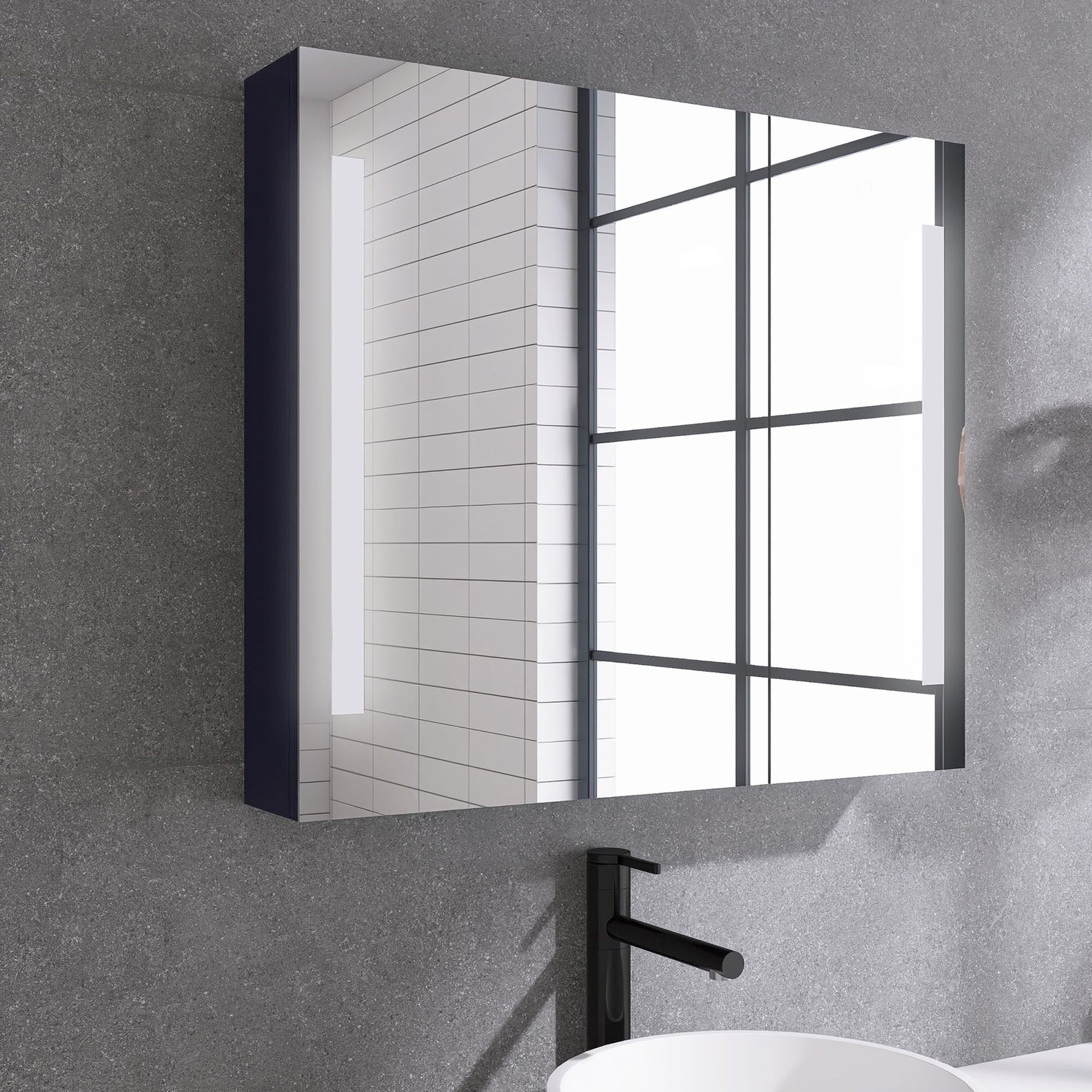 3026 Rectangular Frameless Surface Mount Medicine Cabinet with Shelves and LED Lights