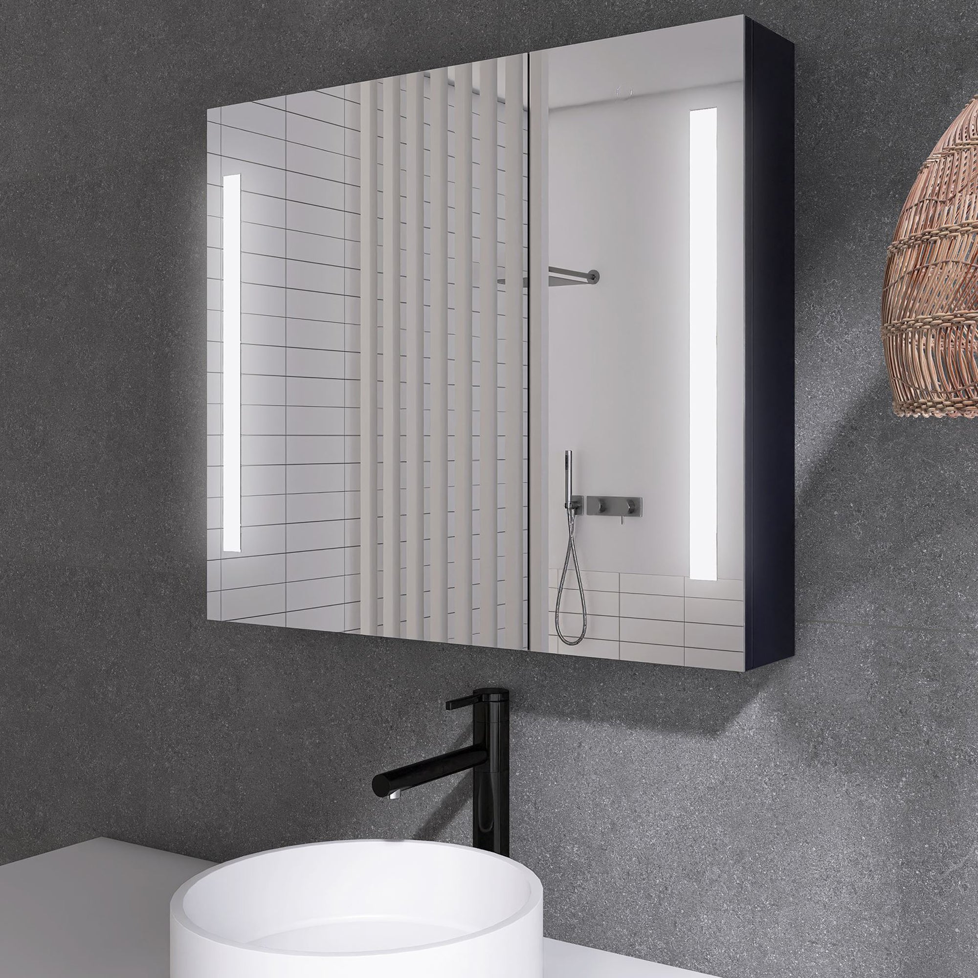 3026 Rectangular Frameless Surface Mount Medicine Cabinet with Shelves and LED Lights