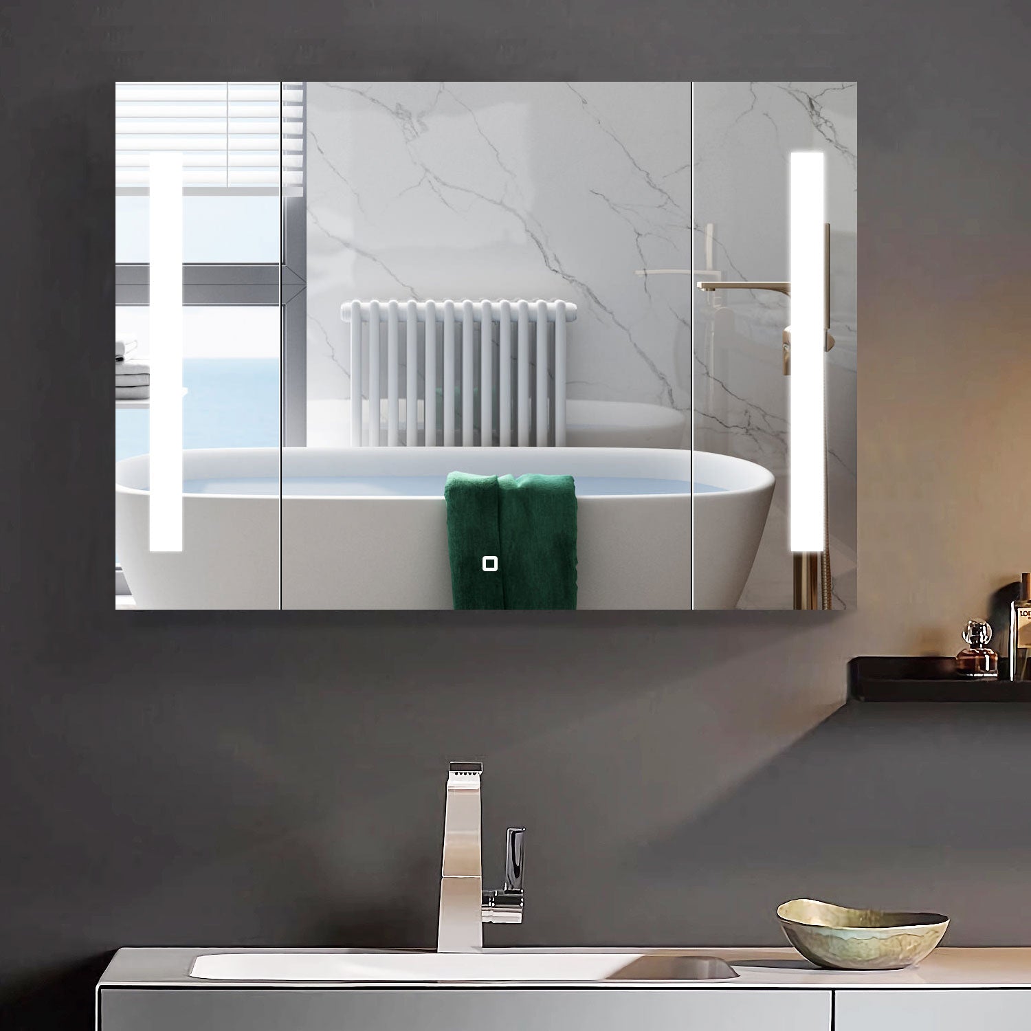 3626 Rectangular Frameless Surface Mount Medicine Cabinet with Shelves and LED Lights