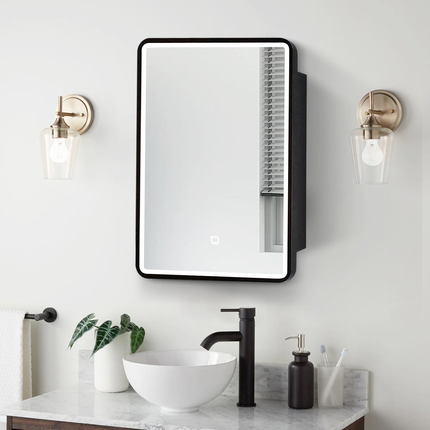 2028 Aluminum Surface Mounted LED Medicine Cabinet with Doors and Shelves