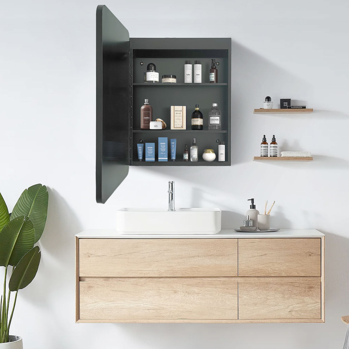 2028 Aluminum Surface Mounted LED Medicine Cabinet with Doors and Shelves