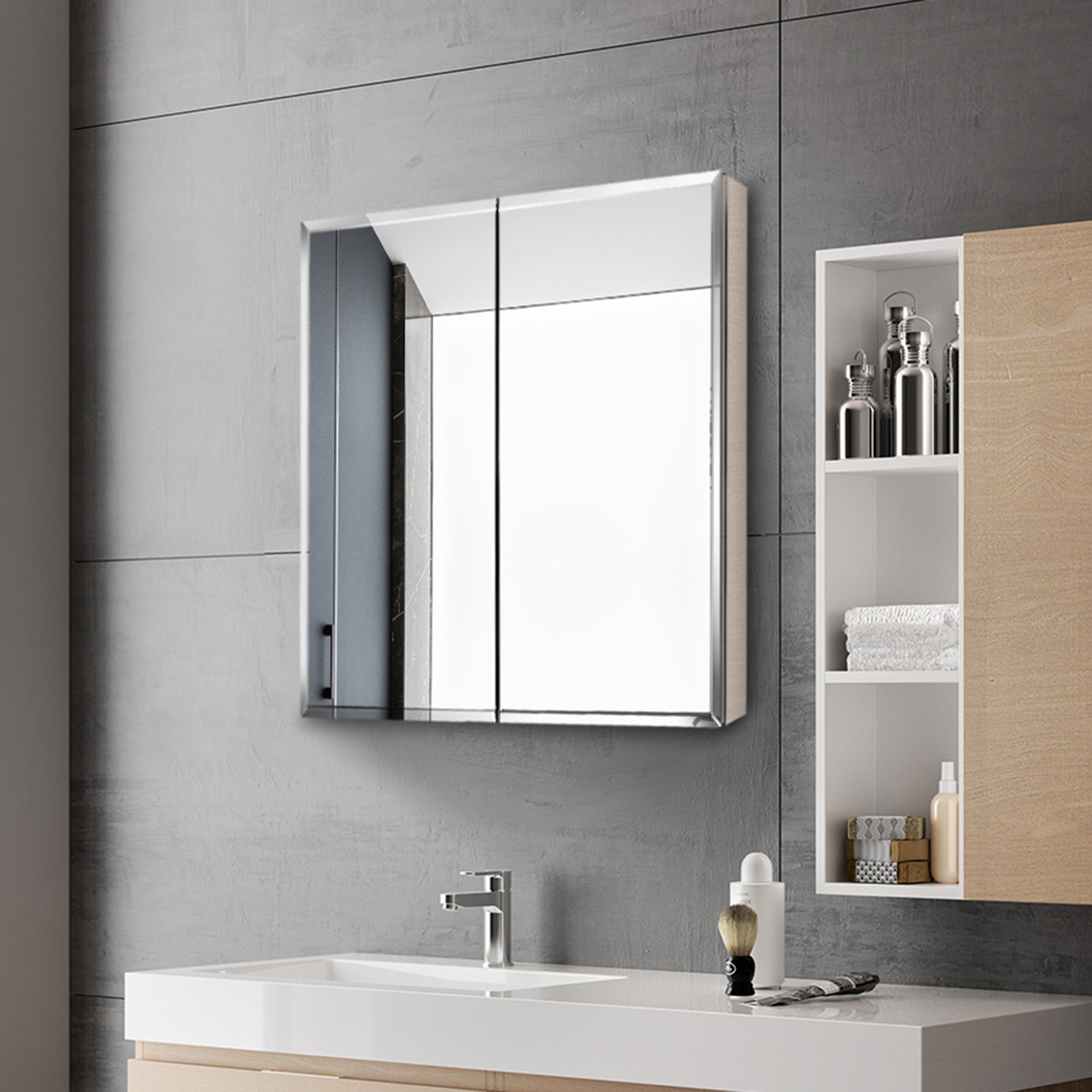 30x26''Rectangular Aluminum Recessed Mount /Surface Mount Medicine Cabinet with Mirror