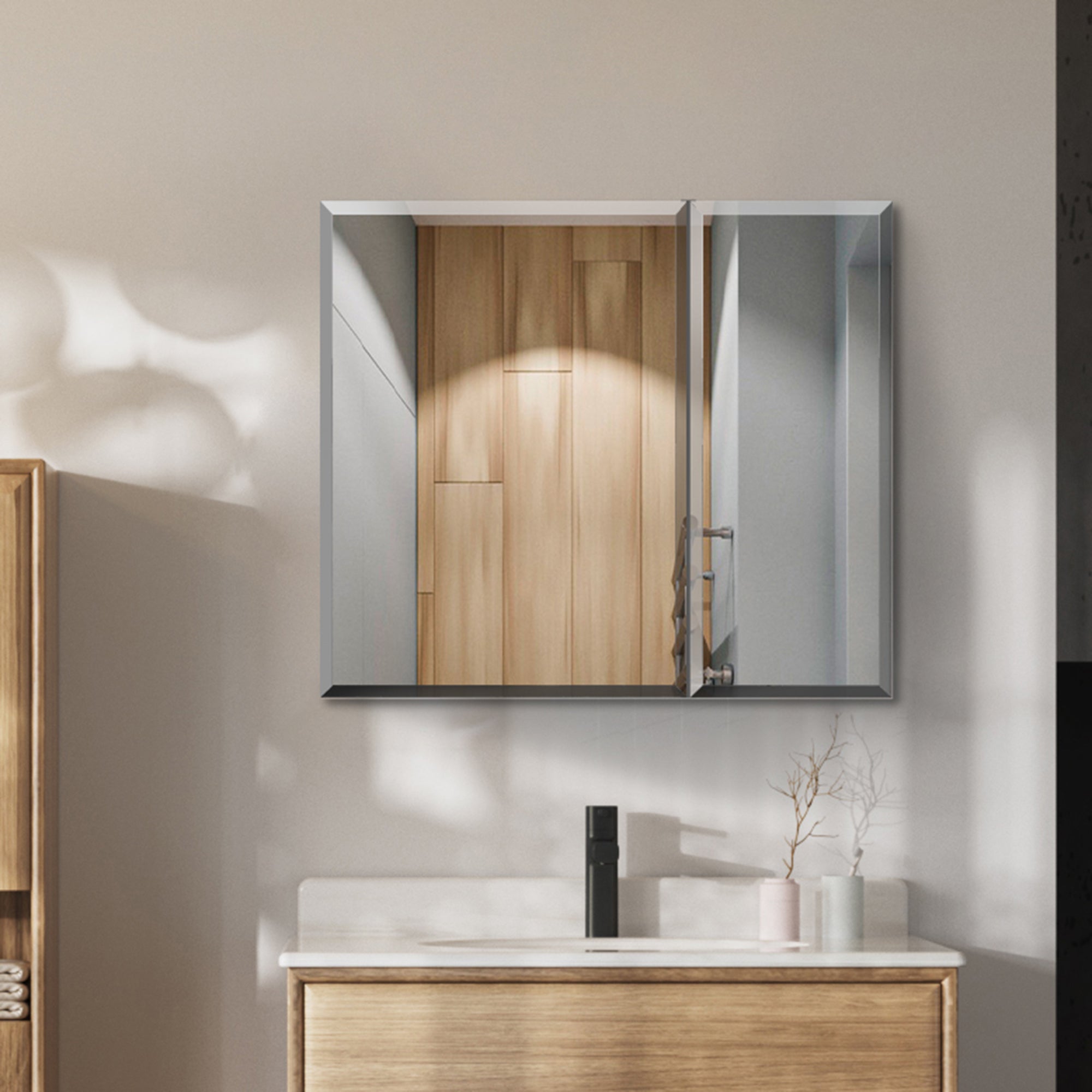 30x26''Rectangular Aluminum Recessed Mount /Surface Mount Medicine Cabinet with Mirror