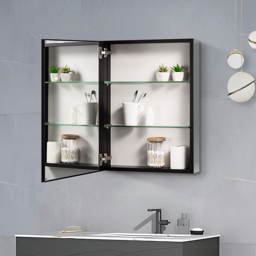 2026BRectangular Aluminum Recessed Mount/Surface Mount Medicine Cabinet with Mirror and Adjustable shelves