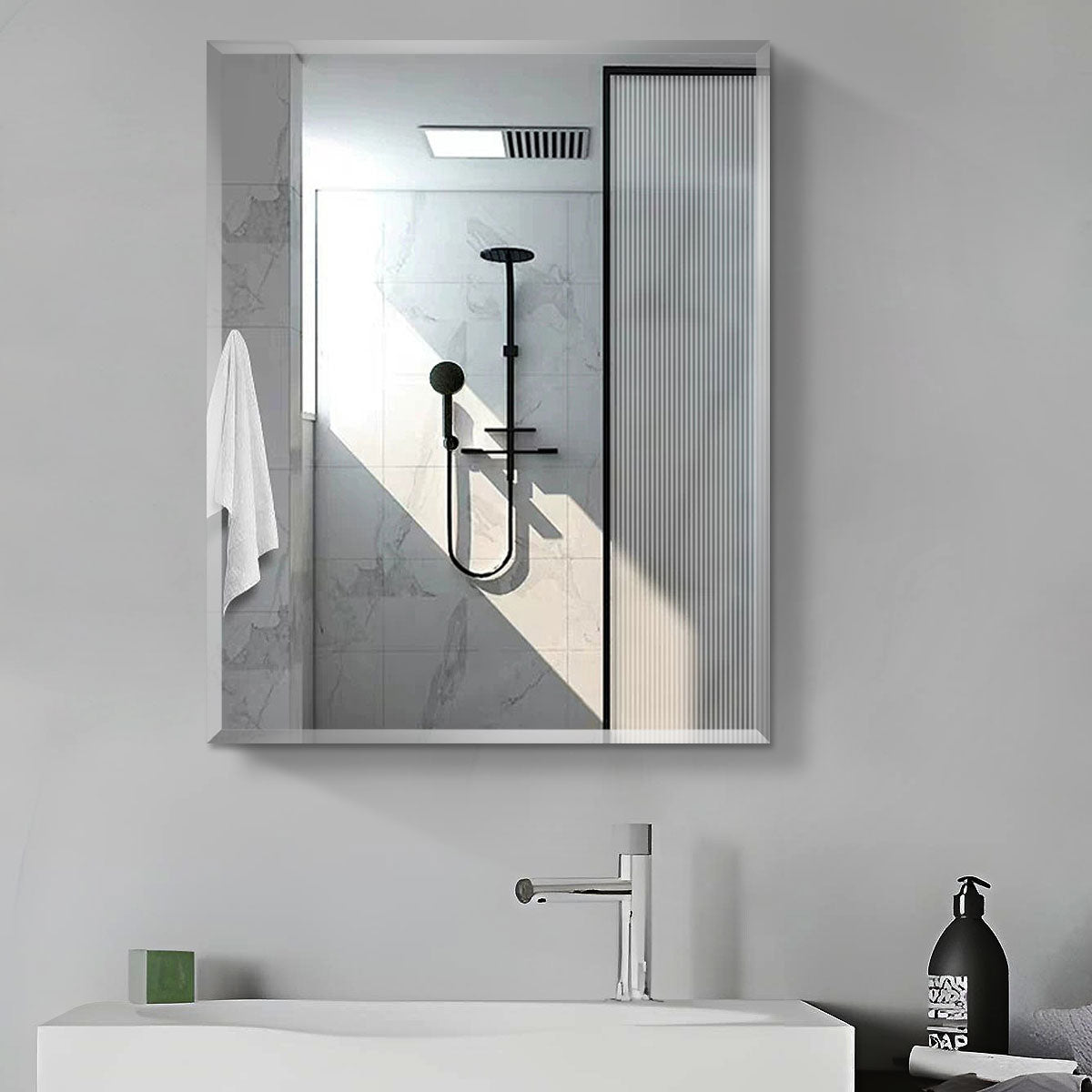 2430Rectangular Aluminum Recessed Mount/Surface Mount Medicine Cabinet with Mirror and Adjustable shelves