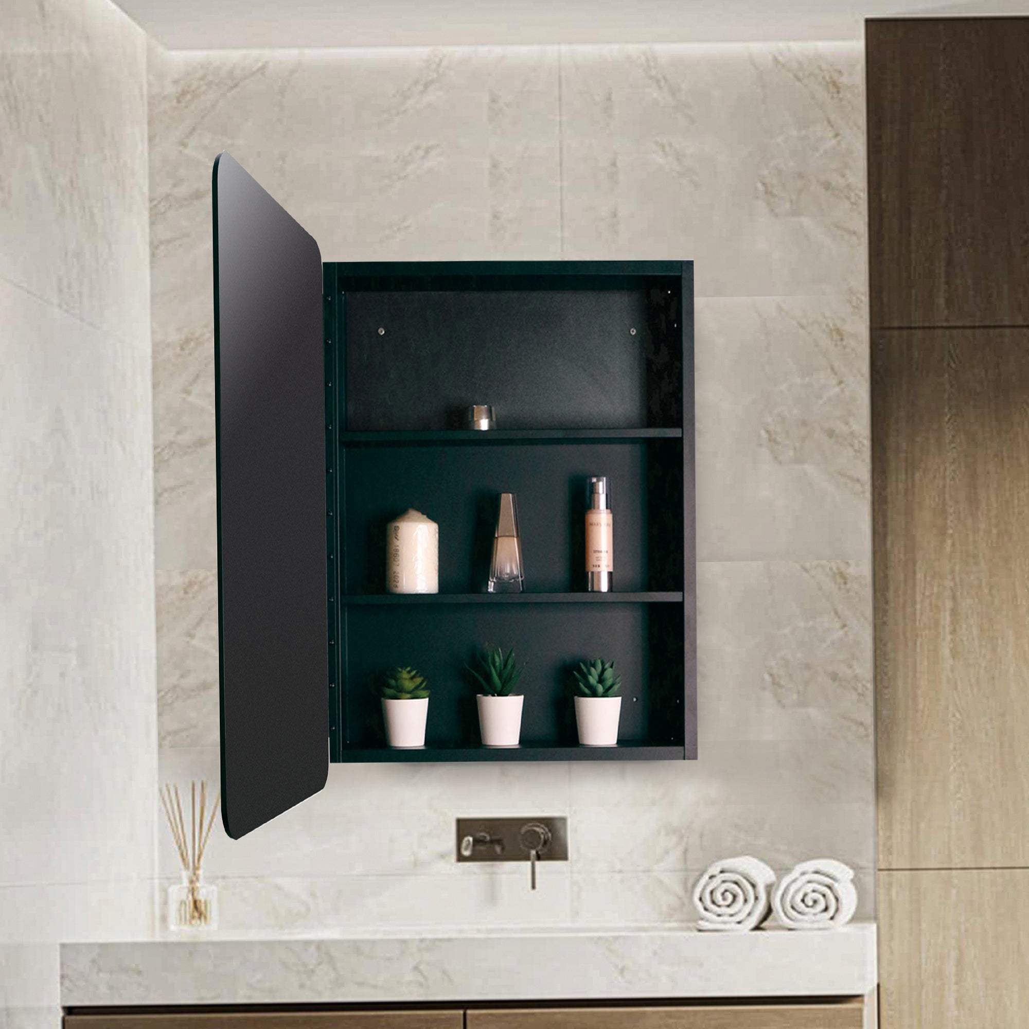 2028 Rectangular Framed Surface/Recessed Mount Mirrored Medicine Cabinet with Shelves