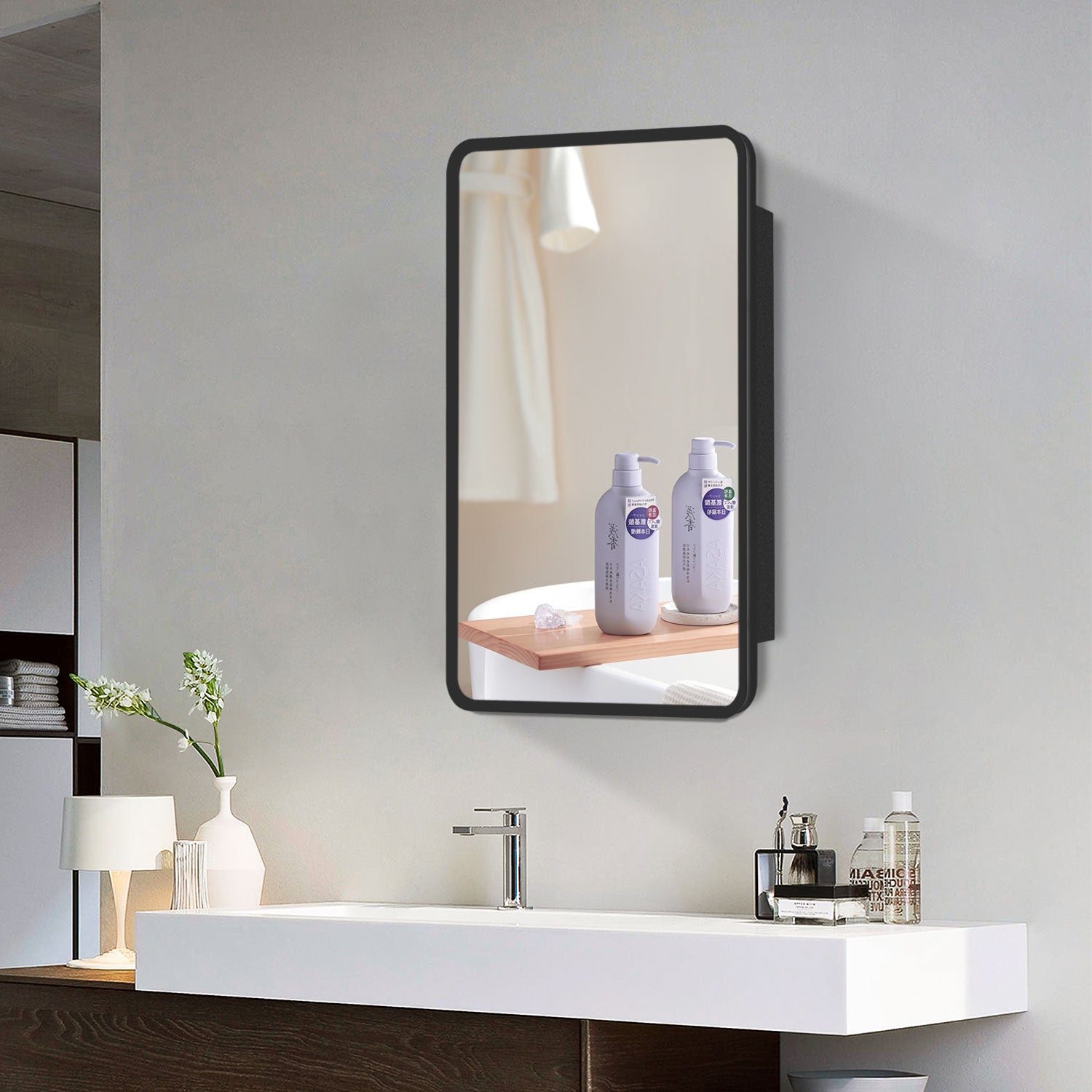 2430 Rectangular Framed Surface/Recessed Mount Mirrored Medicine Cabinet with Shelves
