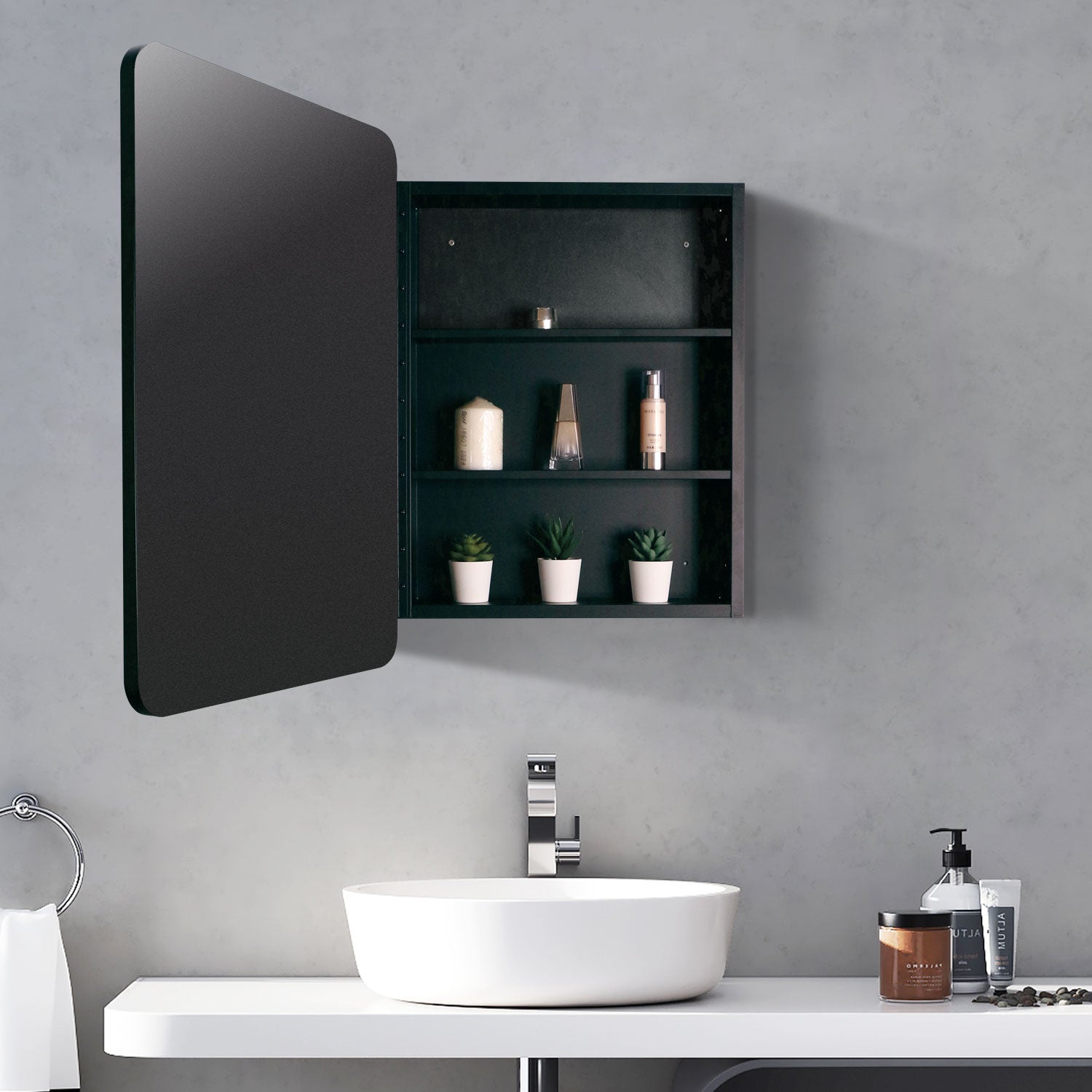 2430 Rectangular Framed Surface/Recessed Mount Mirrored Medicine Cabinet with Shelves
