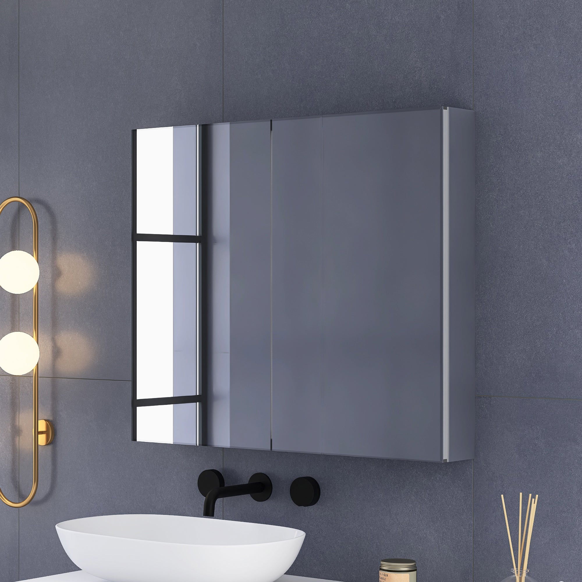 26x36Rectangular Aluminum Recessed Mount /Surface Mount Medicine Cabinet with Mirror