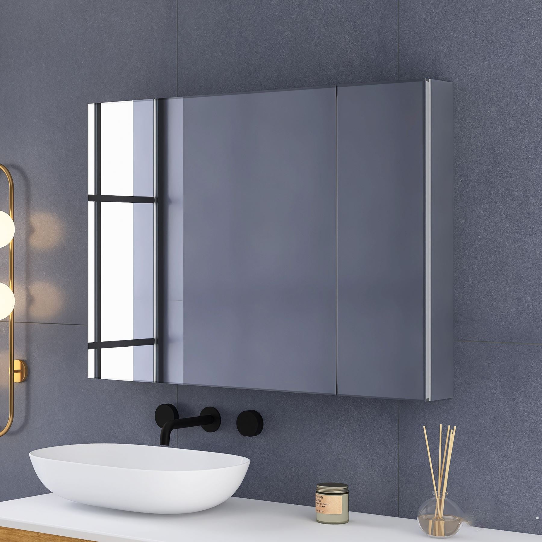 36''x26''Rectangular Aluminum Recessed Mount /Surface Mount Medicine Cabinet with Mirror
