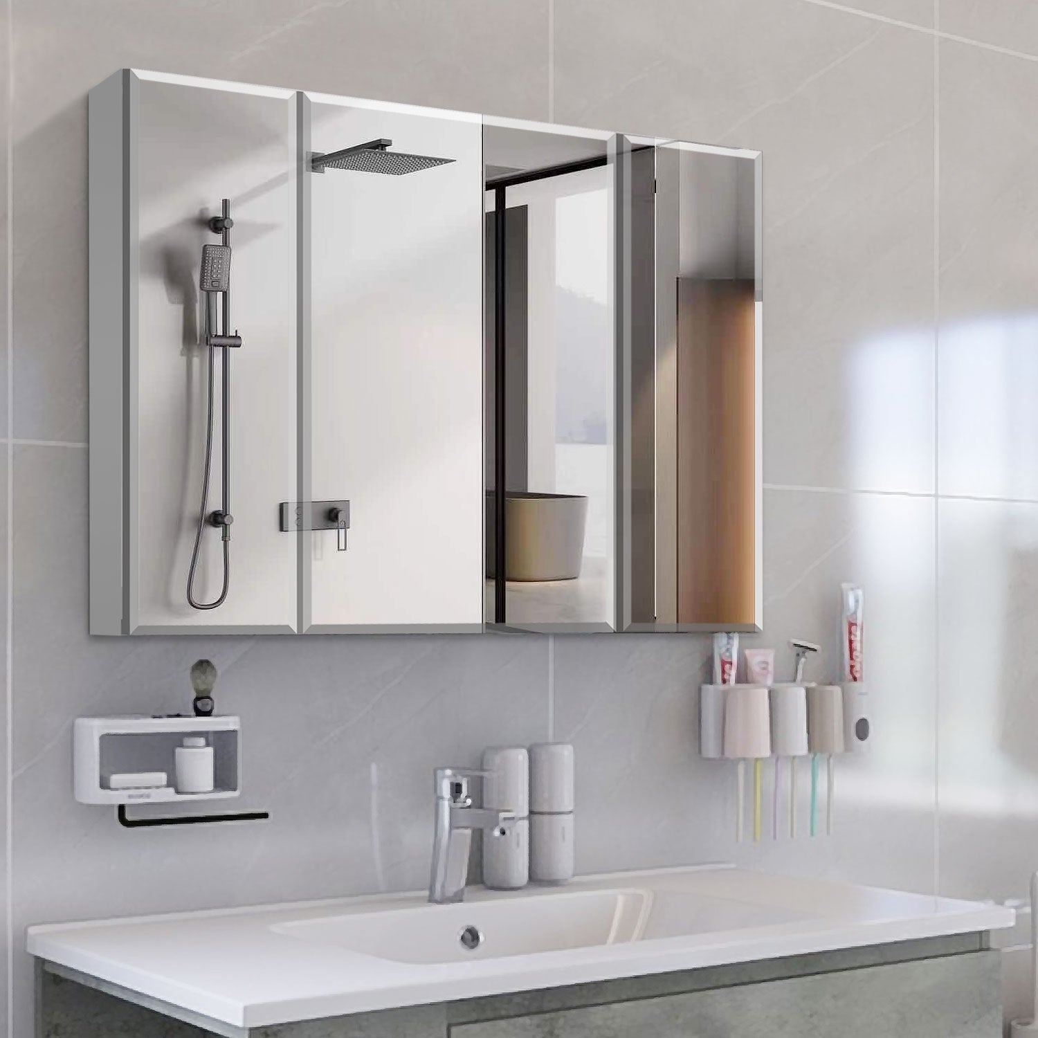 36''x26''Rectangular Aluminum Recessed Mount /Surface Mount Medicine Cabinet with Mirror
