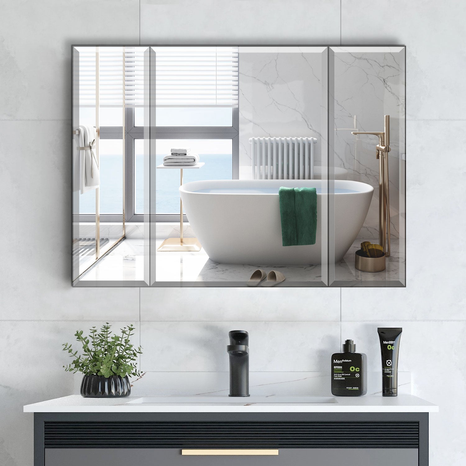 36''x26''Rectangular Aluminum Recessed Mount /Surface Mount Medicine Cabinet with Mirror