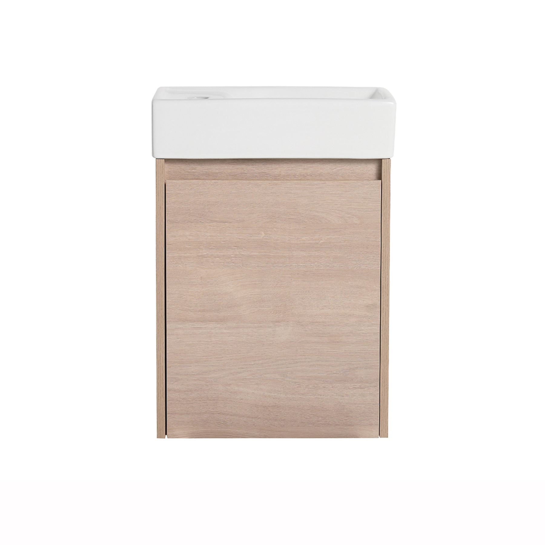 16 Inch Wall-Mounted Small Bathroom Vanity with Ceramic Sink and Soft Closing Doors