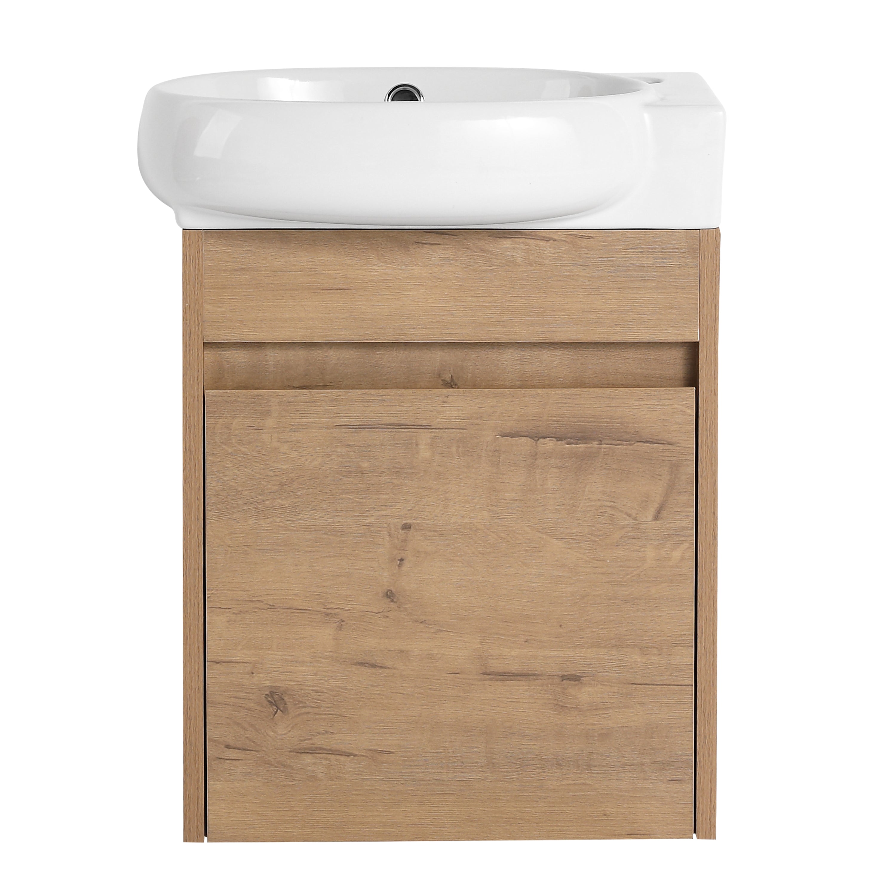 16 Inch For Small Bathroom Compact Wall Mounted Vanity with Ceramic Sink