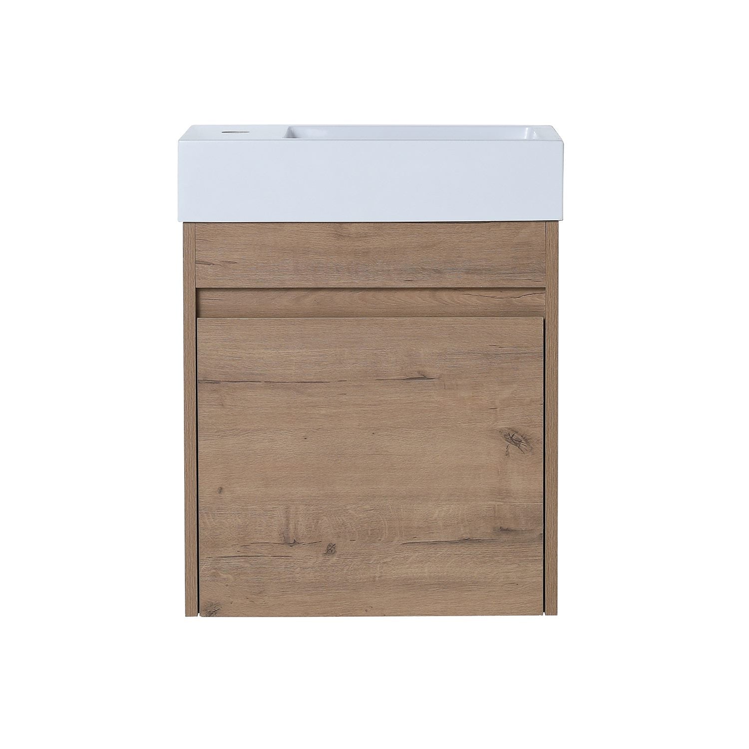 18'' Poly Wall-Mounted Bathroom Vanity with White Resin & Sink Cabinet Door with Integrated Ceramic