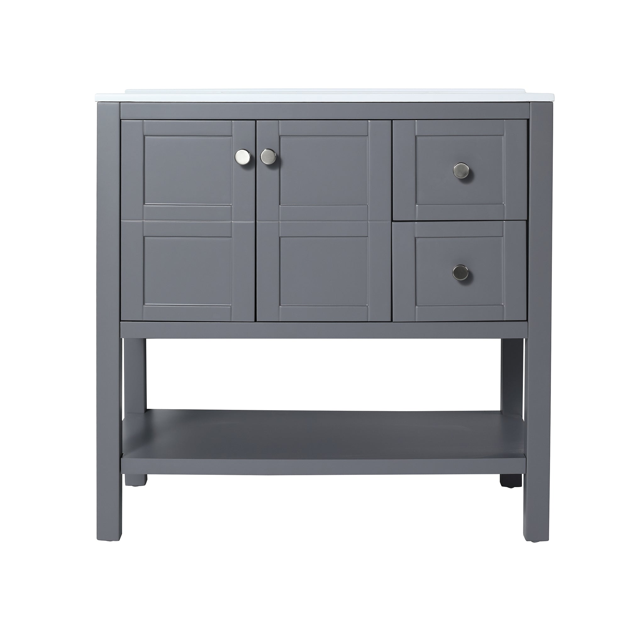 36 inch Plywood Freestanding Bathroom Vanity with Integrated Resin Sink with Drain