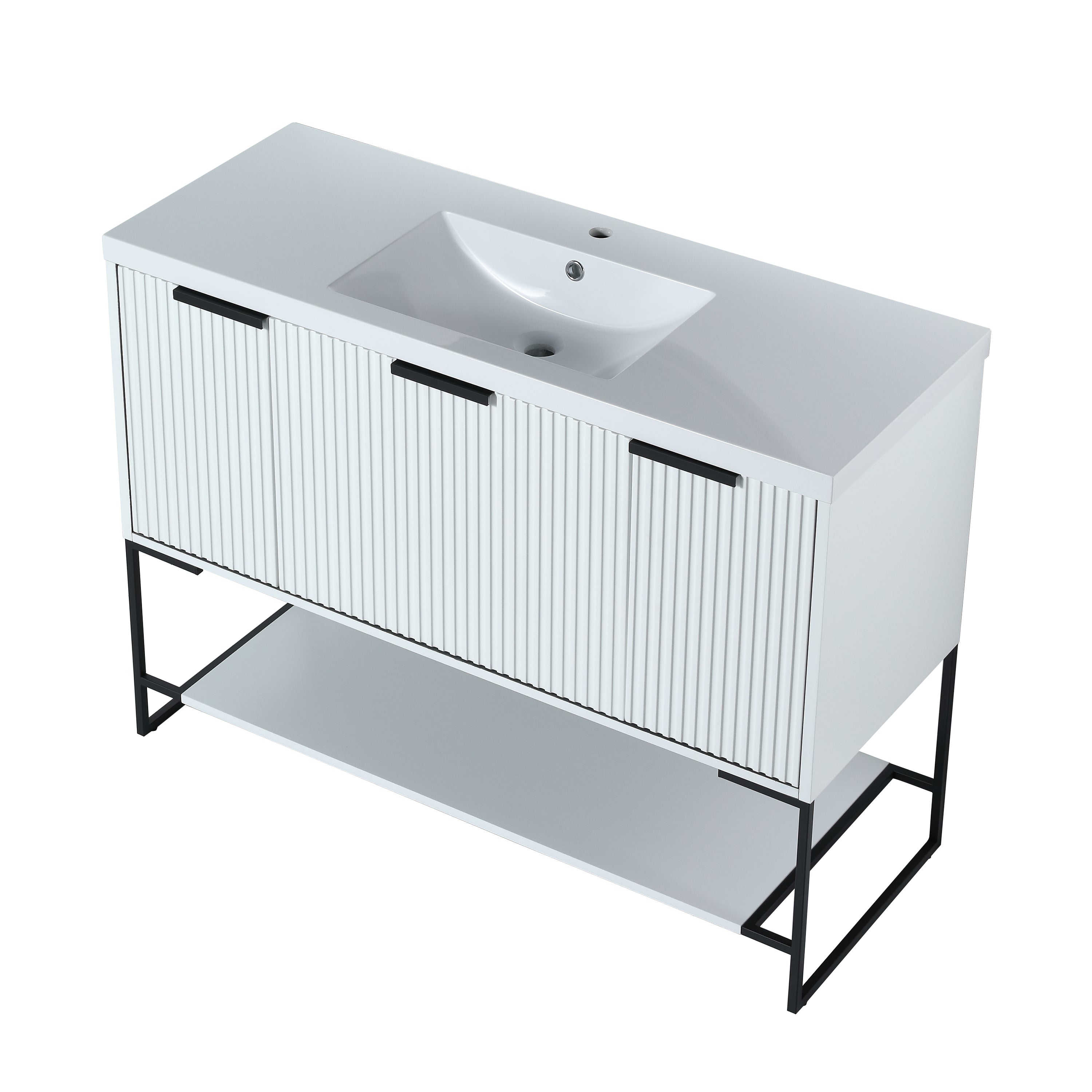 48 inch Plywood Freestanding Bathroom Vanity  with Integrated Resin Sink with Drain