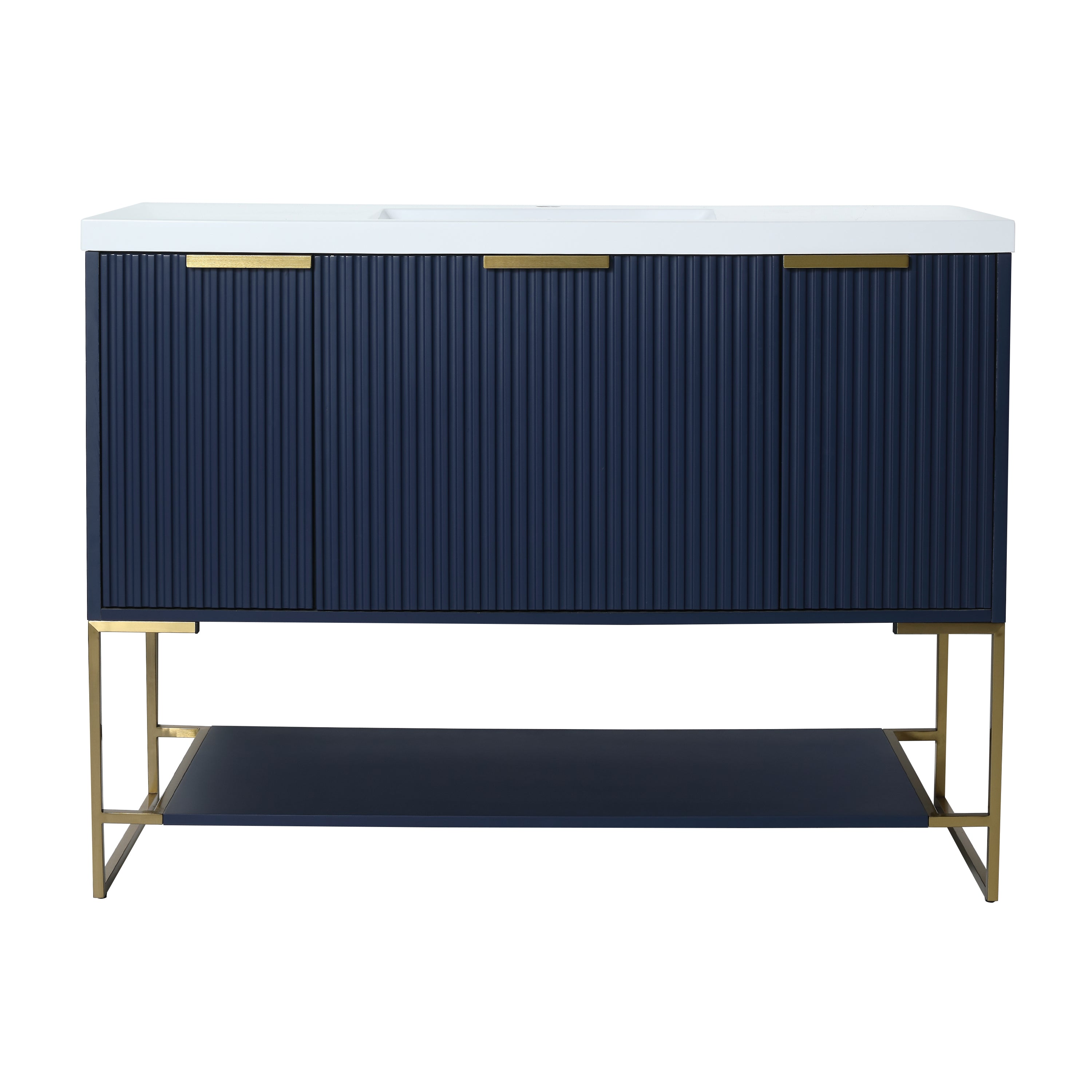 48 inch Plywood Freestanding Bathroom Vanity  with Integrated Resin Sink with Drain