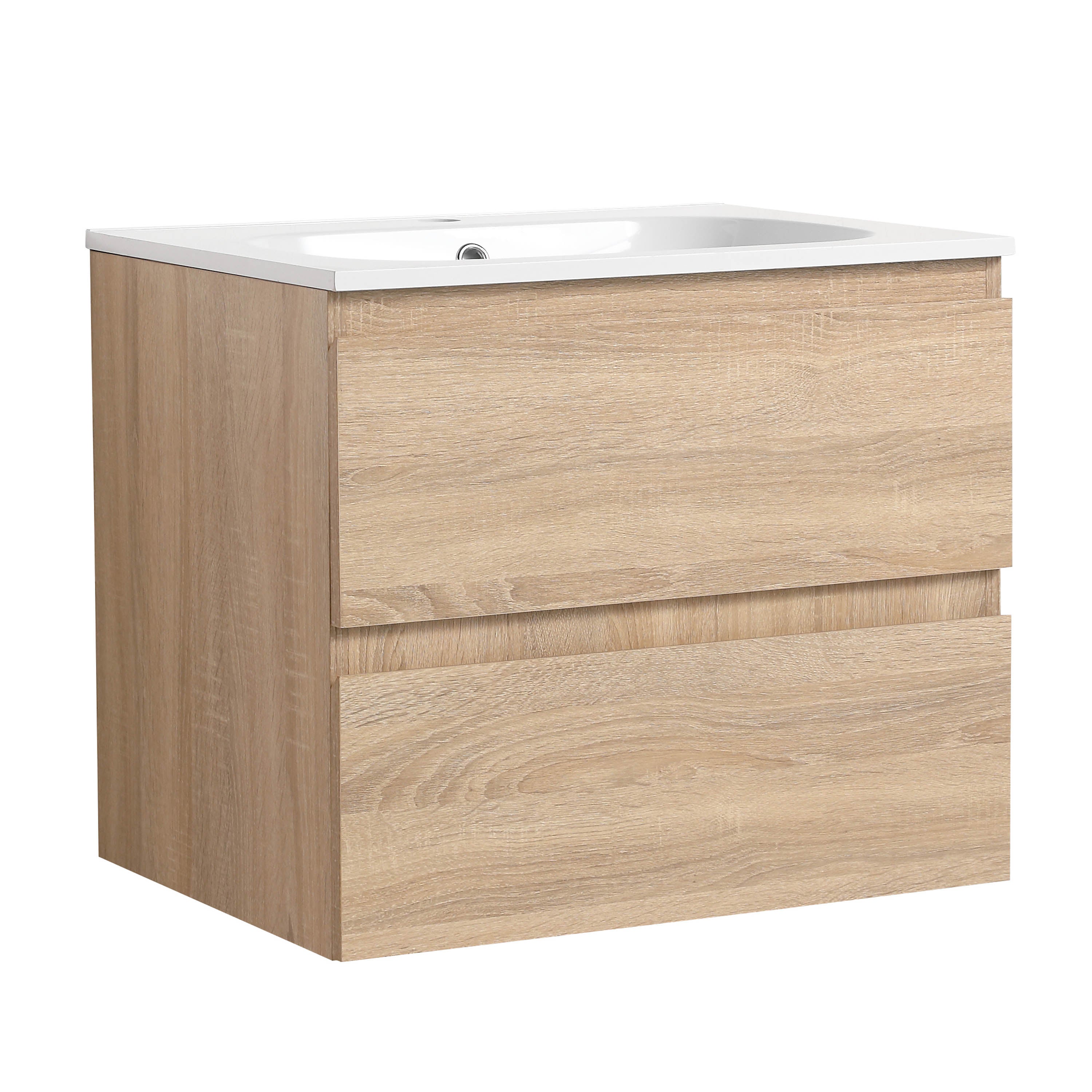 24''/30"Floating Bathroom Vanity with Cultured Marble Basin Top with Soft Close Drawer