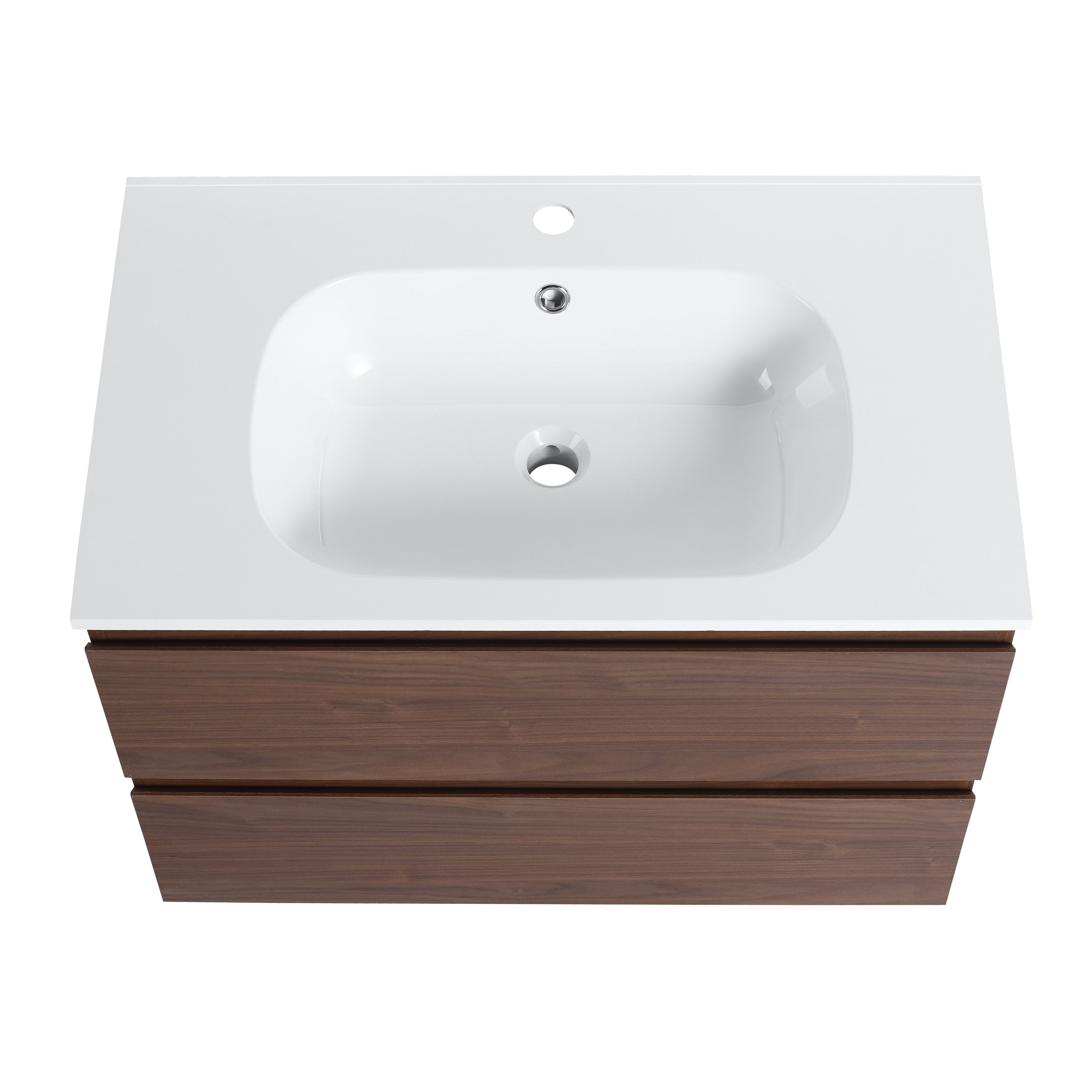 24''/30" Bathroom Vanity in Brown Oak/Brown Oak with Cultured Marble Basin Top with Soft Close Drawer