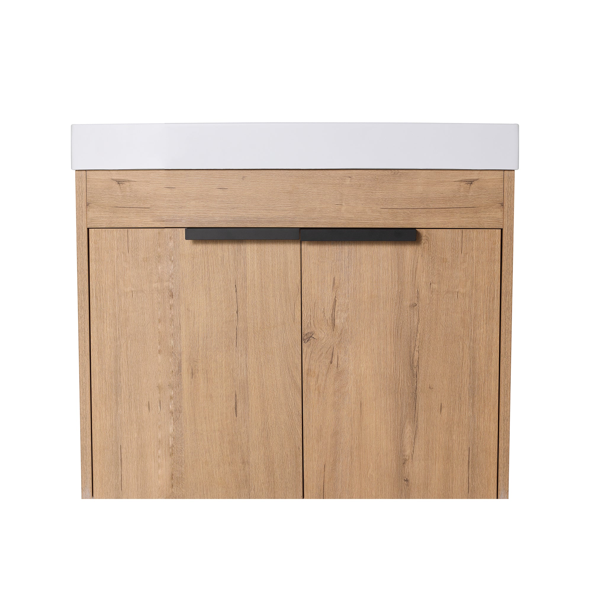 24 Inch Floating Bathroom Vanity in Imitative Oak with Soft Closing Doors with Cultured Marble Sink